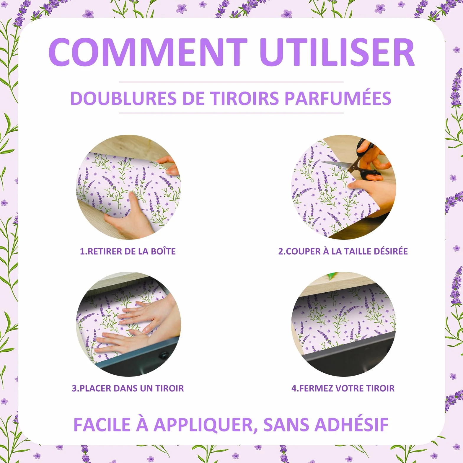SCENTORINI Papiers Parfumés Tapis de Fond Lavande 36.5 x 50 cm 6 Feuilles