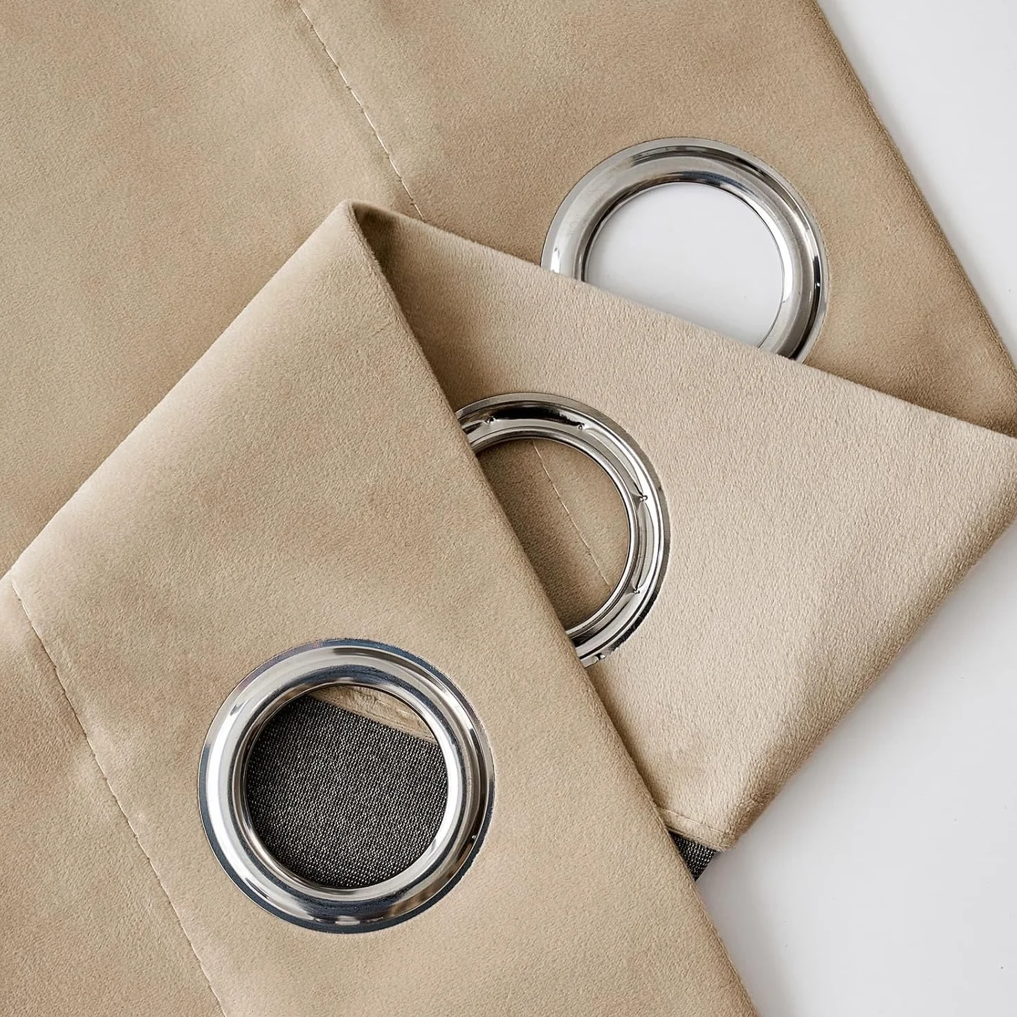 MIULEE Rideaux Velours Beige 140x245 CM Lot de 2, Semi-occultant, Thermique Isolant Anti Chaleur pour Chambre Salon