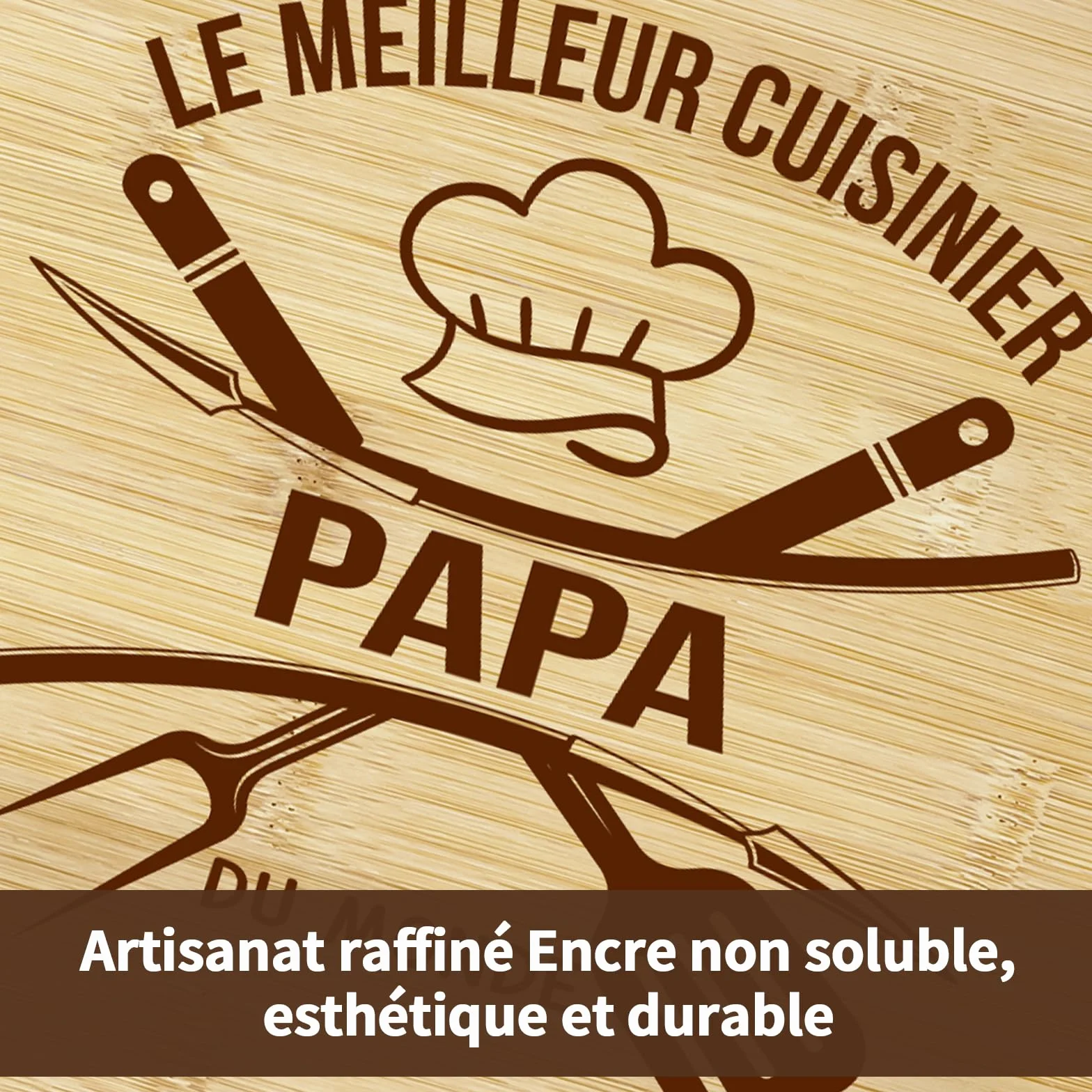 Planche à Découper en Bambou Cadeau Fête des Pères Original
