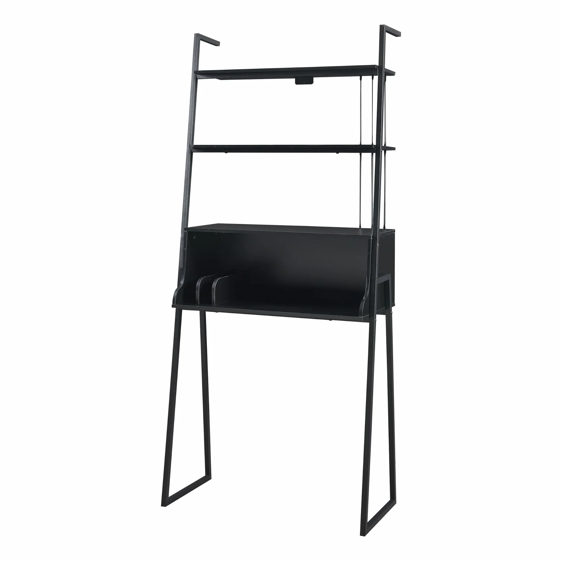 Ensemble de 2 Meubles de Salon Style Industriel avec Bureau et Étagère Échelle Métal Noir