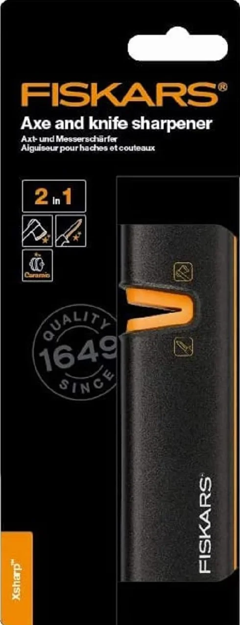 Fiskars Aiguiseur pour haches et couteaux Pierre à aiguiser en céramique Noir Orange Xsharp