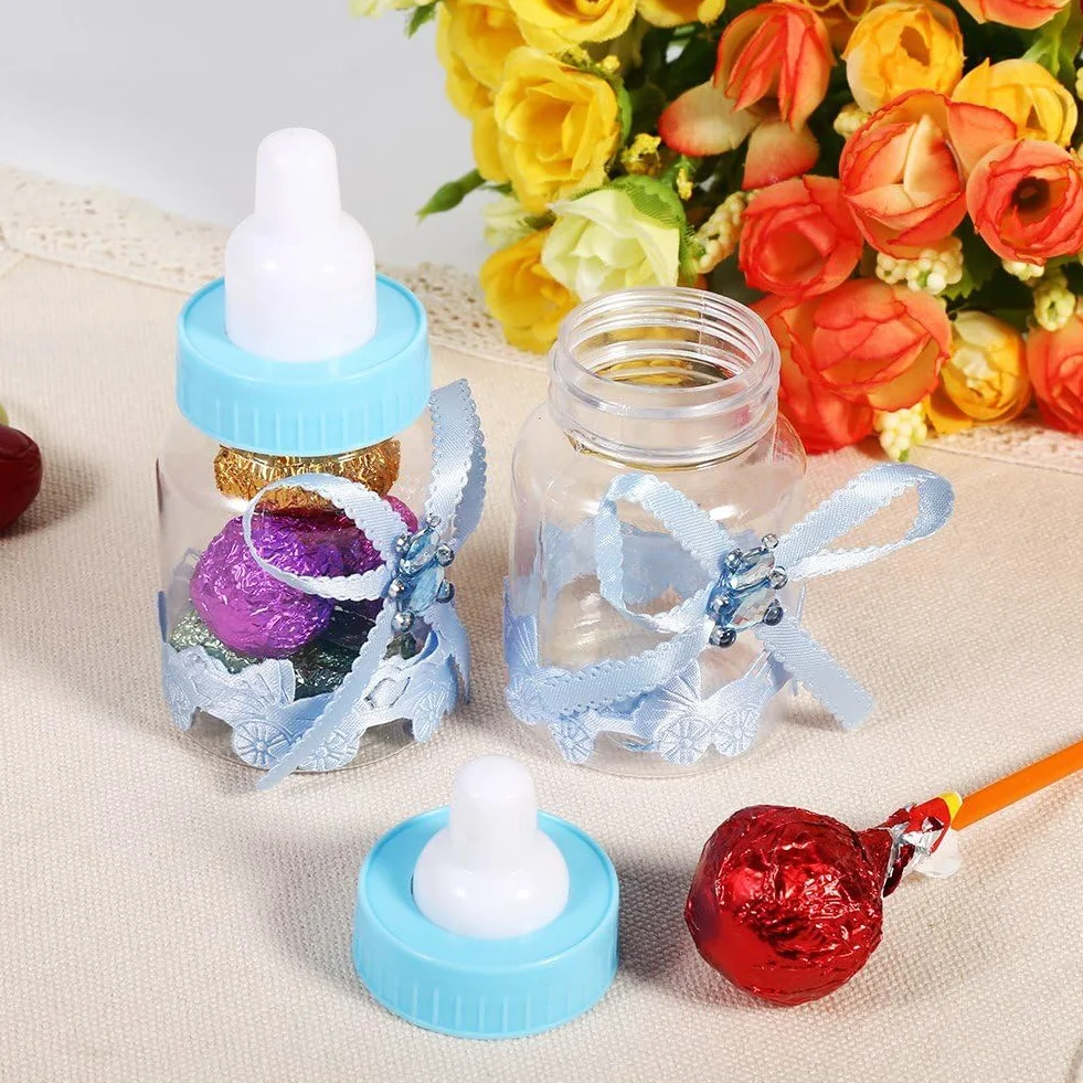 Biberon Boîte à Bonbons 50pcs, Boîtes à Bonbons Party Favors pour Baby Shower Wedding Party Favors Cadeaux Décorations(Bleu)