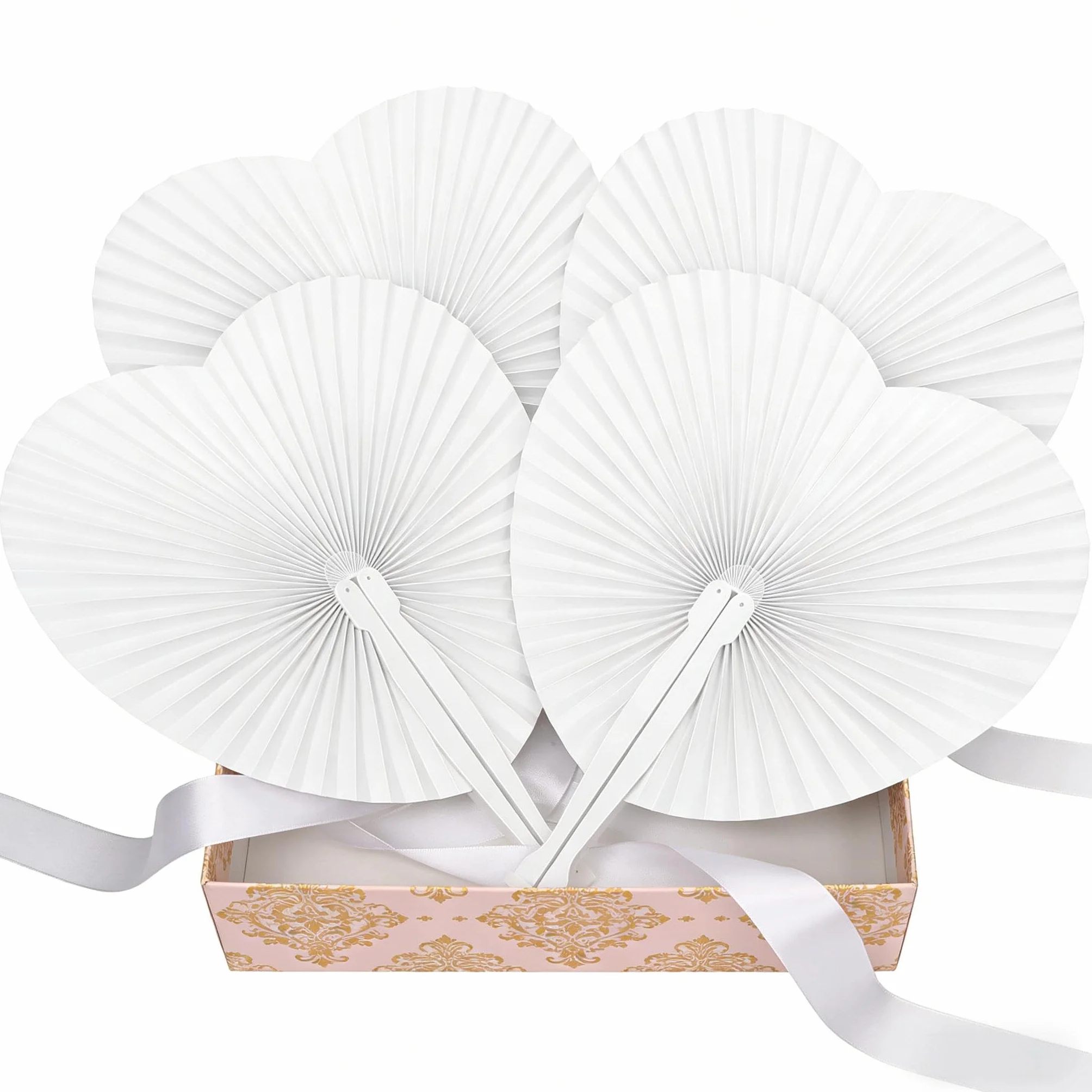 60 Eventails Mariage Personalisable Cœur Blanc Parfait Cadeau pour Invité Convive Mariage Fête Décoration Déco