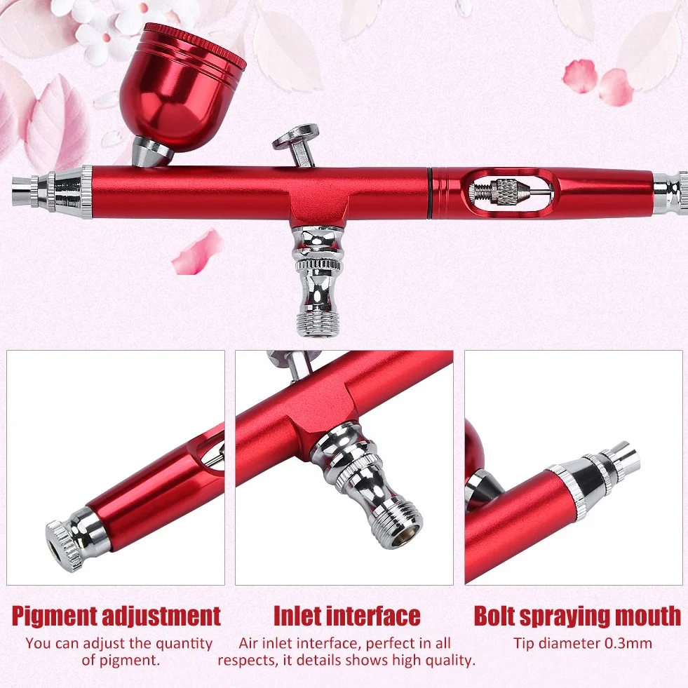 Kit aérographe 0.3 mm double action alimentation par gravité 2 couleurs pour peinture artisanat modèle
