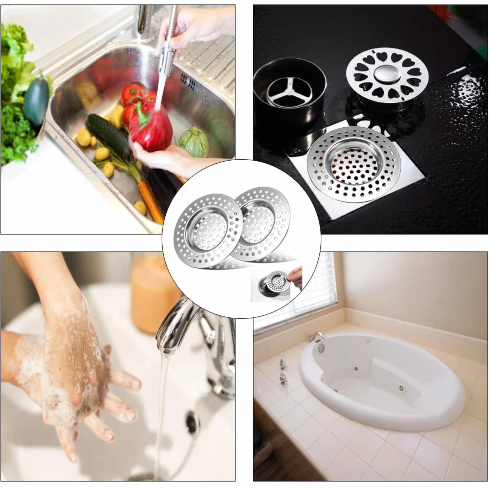 Filtre évier Cuisine INOX Tamis lavabo Cheveux Douche Vidange Grille Evier Drain Lavabo Baignoire Bonde