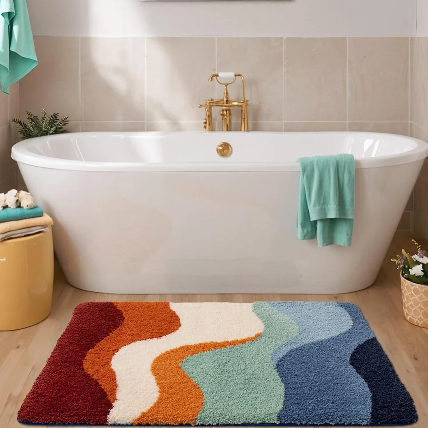 DEXI Tapis de Bain Antidérapant 40 x 60 cm Lavable en Machine Doux