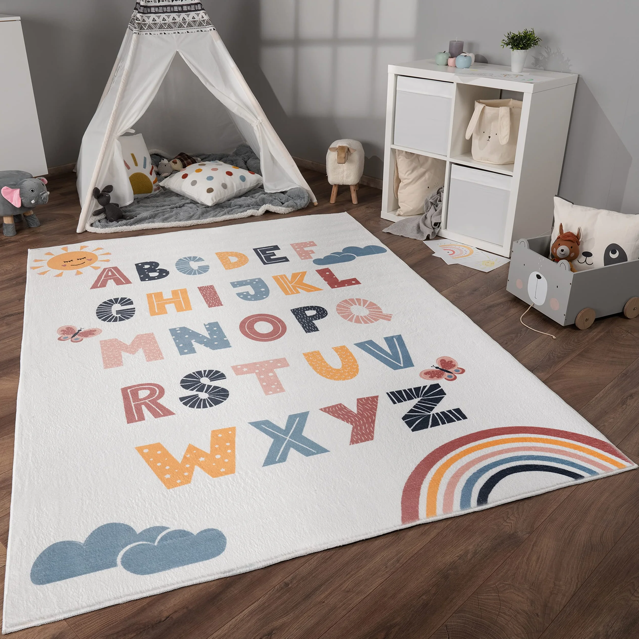 Paco Home Tapis Chambre Enfant Antidérapant Arc-en-Ciel 120x160 cm Multicolore