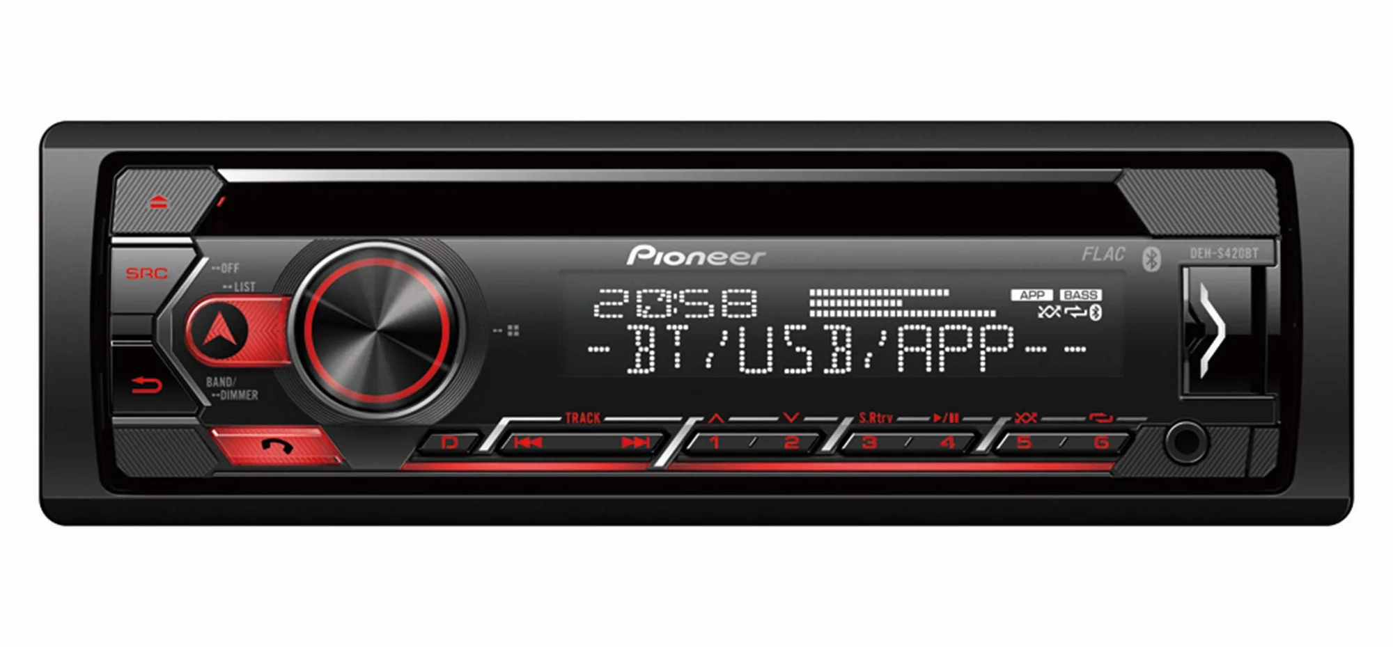 Pioneer DEH-S420BT | radio samochodowe 1DIN | tuner CD z RDS, Bluetooth, MP3, wejście USB i AUX, zestaw głośnomówiący, aplikacja Smart Sync, 13-pasmowy korektor, sterowanie iPodem