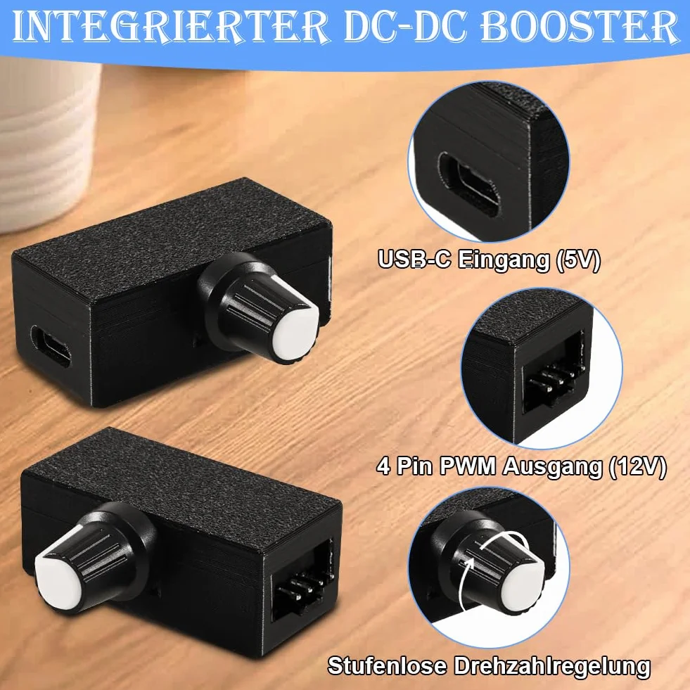4-pinowe sterowanie wentylatorem PWM 12V z kablem adapterowym 1 do 2 - Regulowany kontroler wentylatora, 4-polowy regulator PWM 0-100% sterowanie prędkością, idealny do chłodzenia wody na PC