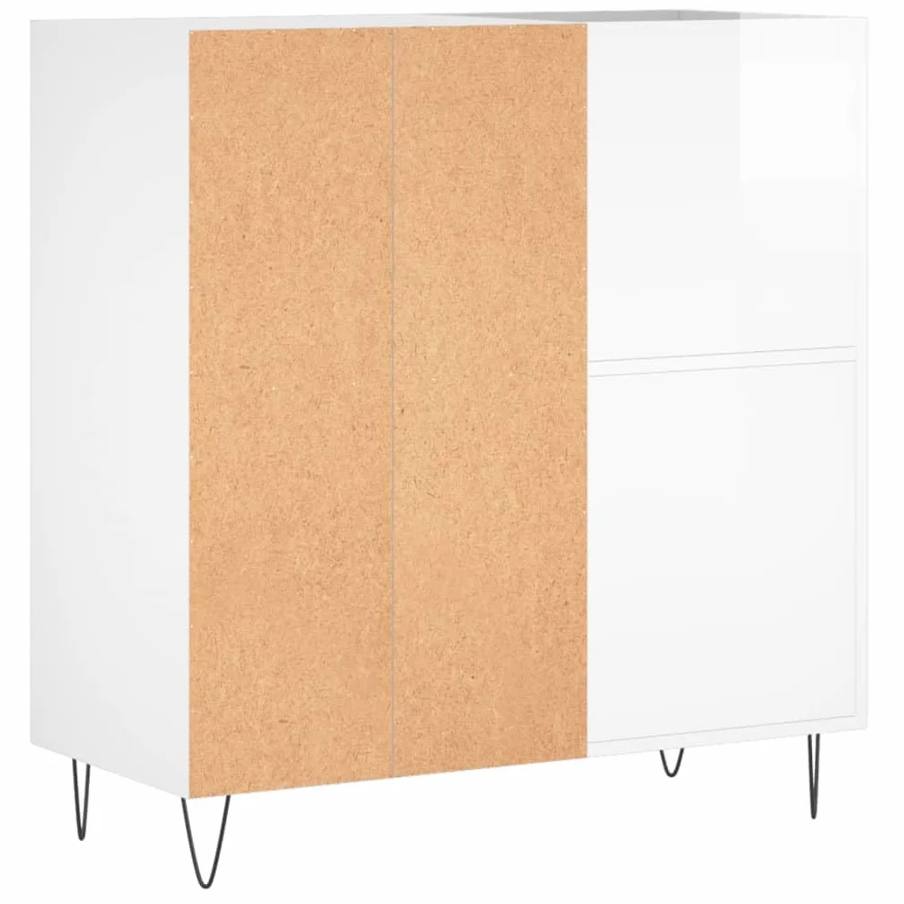 vidaXL Armoire à Disques, Support de Tourne-Disque, Armoire Latérale avec Rangement, Buffet de Salon, Moderne, Blanc Brillant Bois d'Ingénierie