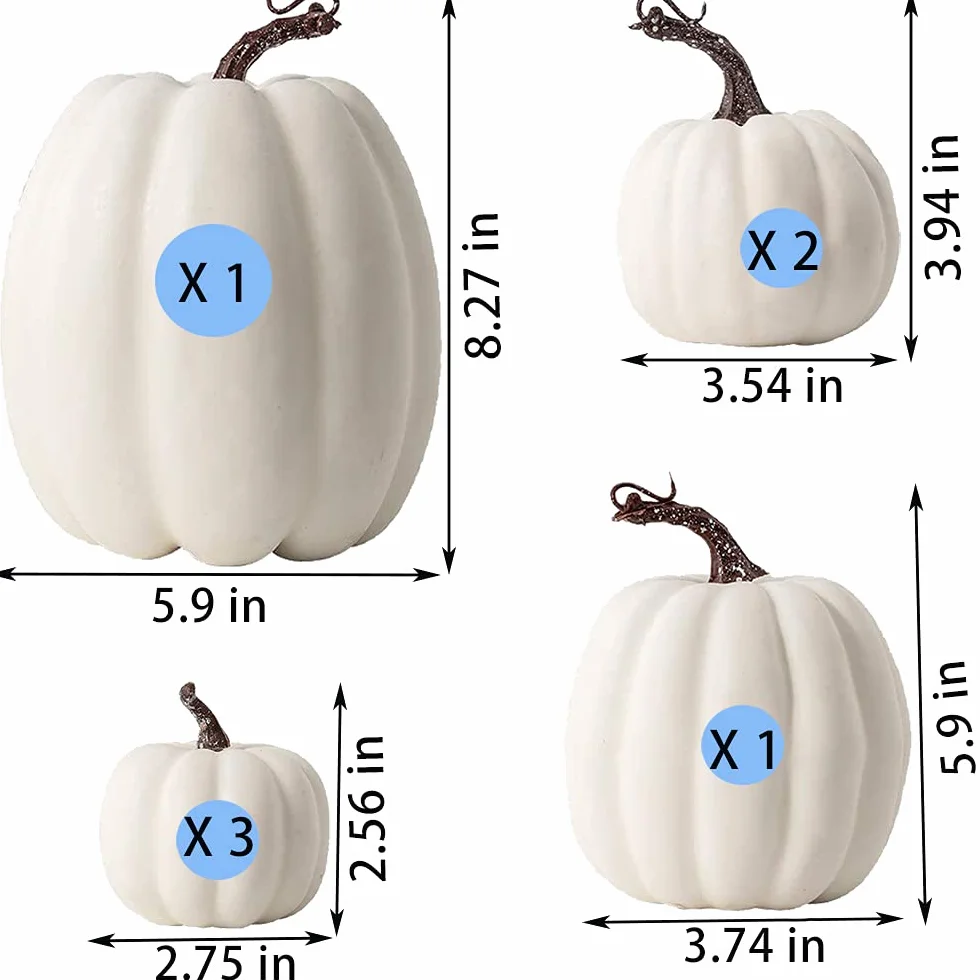 Lot de 7 citrouilles artificielles blanches décoration automne Thanksgiving Halloween