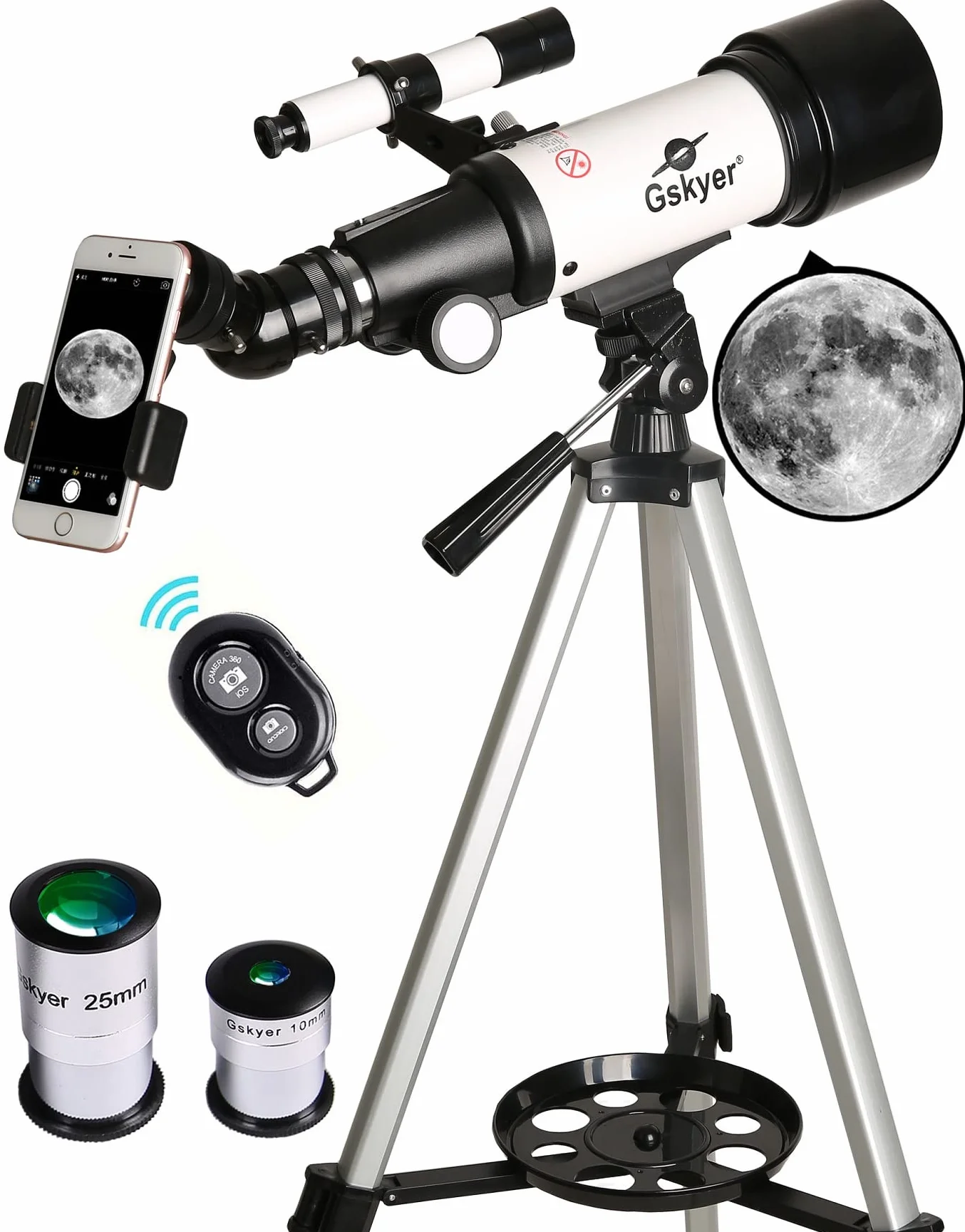 Gskyer Teleskop, 70 mm otwór 400 mm AZ-Mount AZ-AZ-Astronomiczny teleskop refrakcyjny dla dzieci i początkujących - teleskop podróżny dla dorosłych