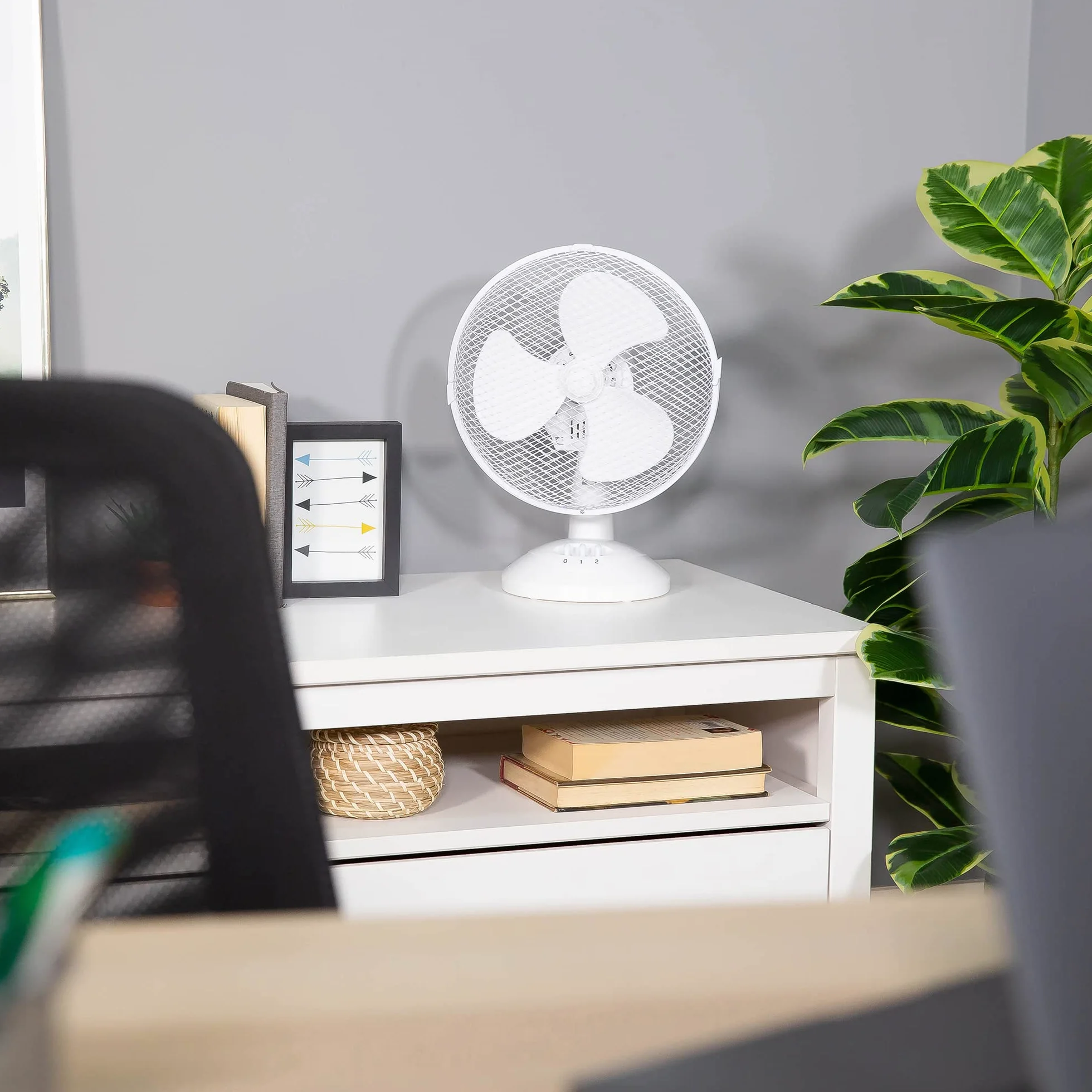 Russell Hobbs Rhpdf0921 Ventilateur De Bureau Portable 22.9 Cm 2 Vitesses Oscillation Grand Angle Silencieux