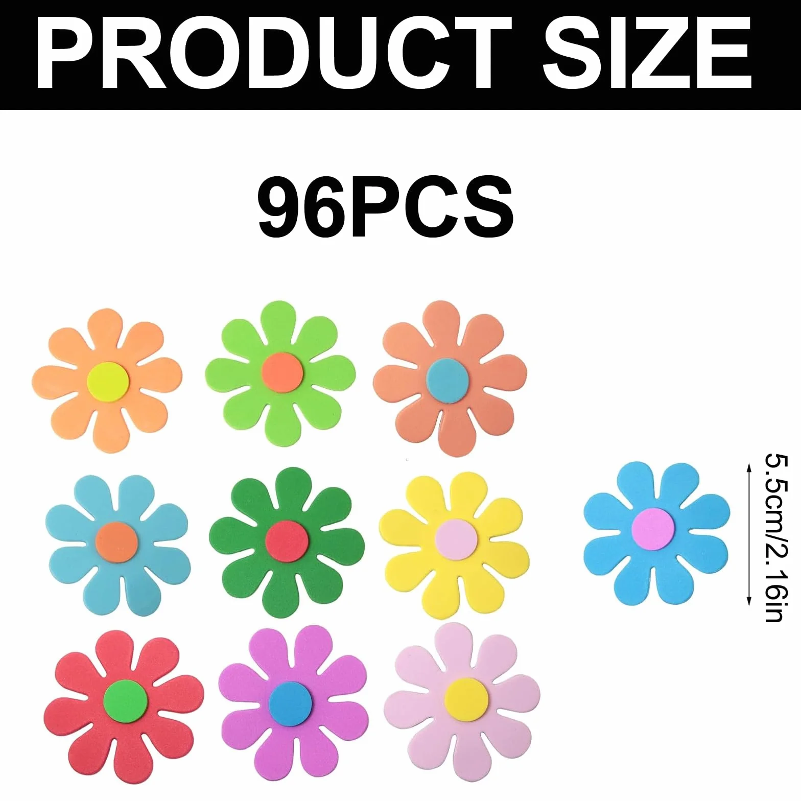 Autocollants en Mousse EVA 96PCS 3D Fleurs Décoration Murale Auto-Adhésifs pour Enfants 5,5 cm