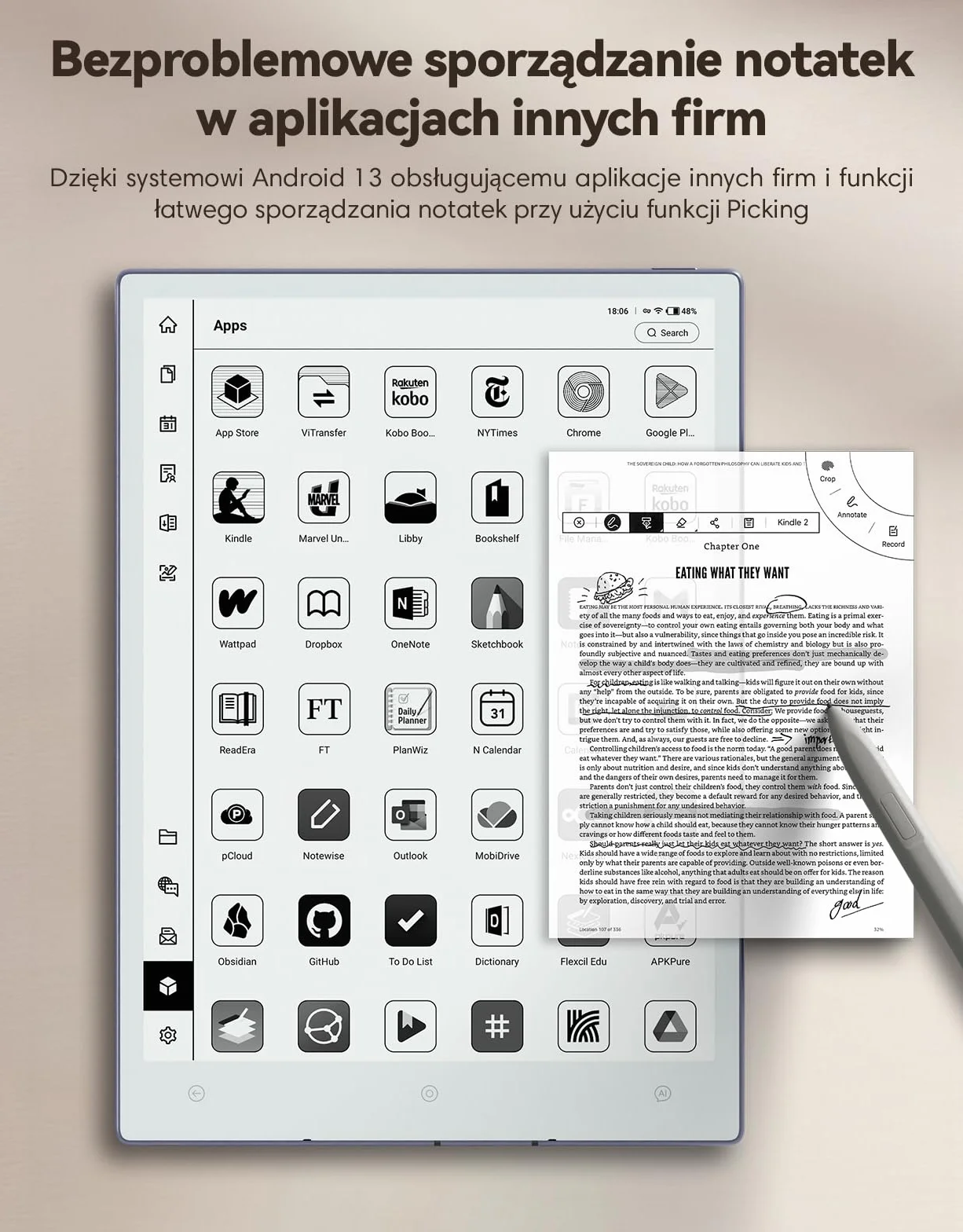 VIWOODS Zestaw Ulepszony z AiPaper, Stylus Pro i 5 Rysikami, Carta 1300 AI E Ink Tablet, 10.65'' 300PPI Elektroniczny Notatnik z Długopisem, Ultra-Cienki 4.5mm, Lekki 370g