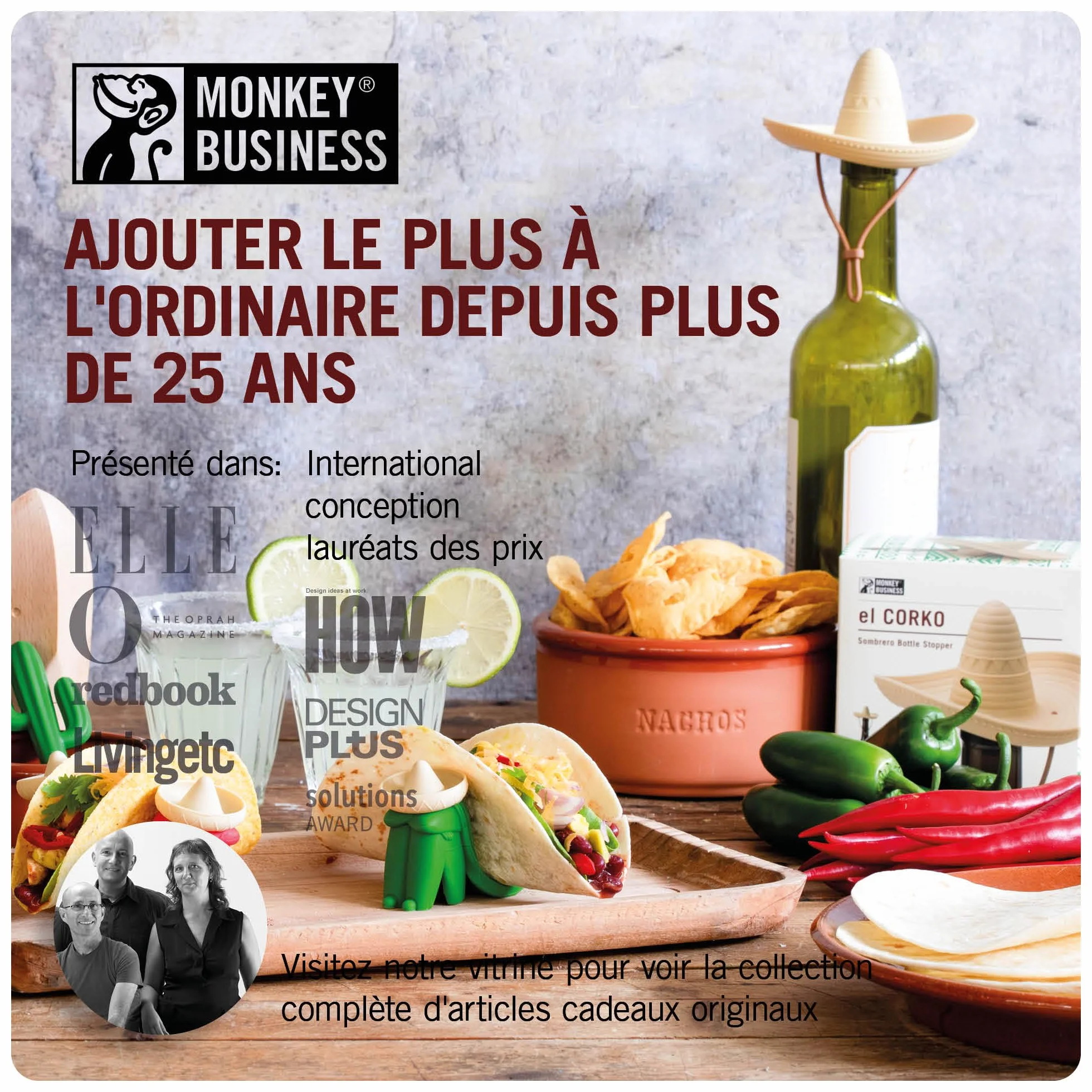 Monkey Business Coffret cadeau pour les amateurs de vin / 2 bouchons de bouteille en silicone et 2 ponchos en néoprène/isolez les bouteilles de vin et ouvrez les bouteilles pour plus tard/Wild