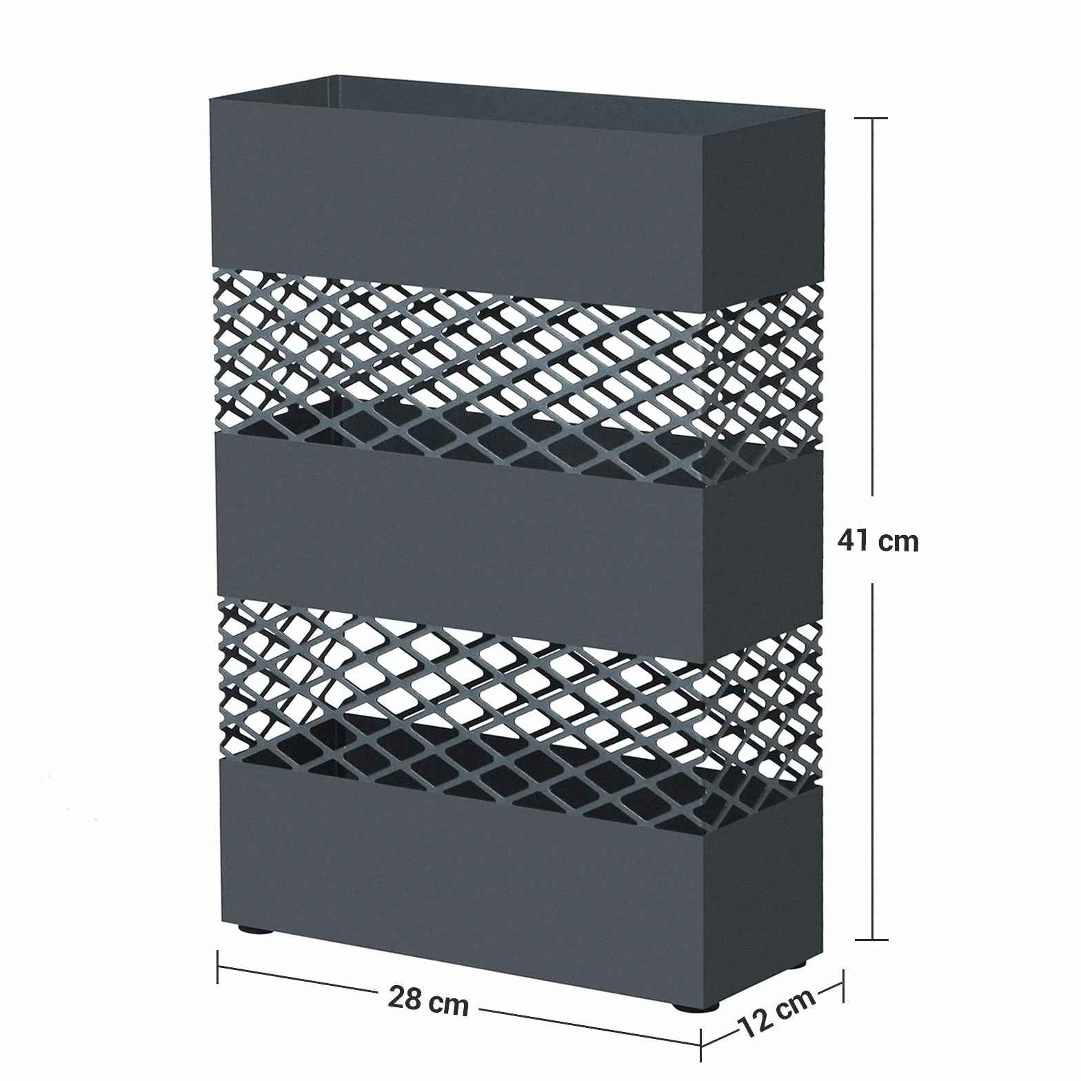SONGMICS Porte-Parapluies Métallique 28x12x41 cm Rectangulaire Gris Anthracite LUC02AG