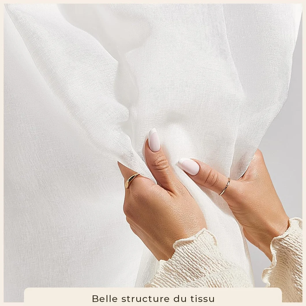 Rideau Voilage Transparent avec Oeillets Novelia 140 x 230 cm Blanc pour Salon Chambre Fenêtre