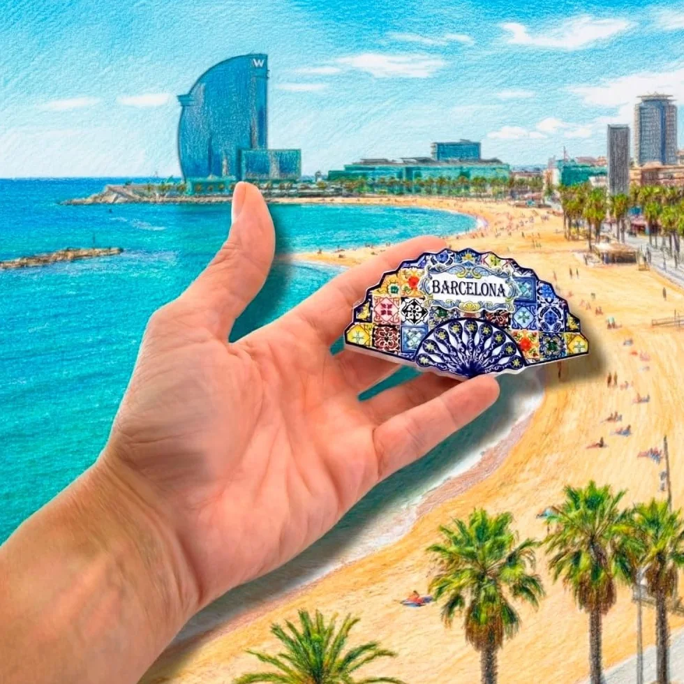 Aimant de Barcelone Souvenir Gaudí Mosaïque Sainte Famille Parc Güell