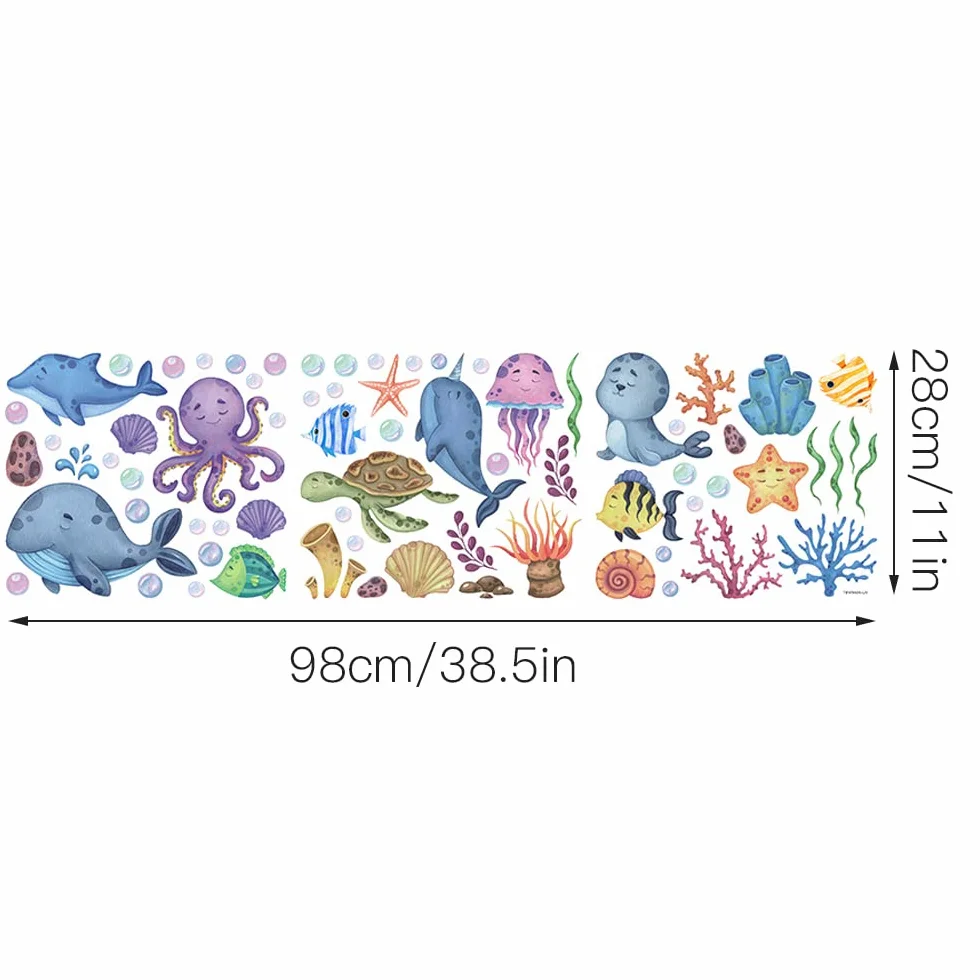 Stickers Muraux Sous la Mer Poisson Tropical pour Salle de Bain Enfant Chambre Bébé Salon