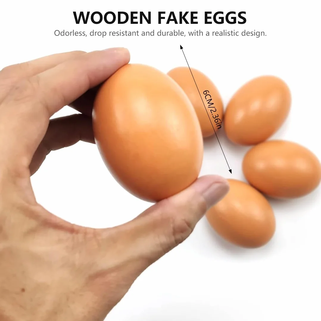 Œufs artificiels en bois lot de 6 pour poules, œufs décoratifs à peindre Pâques