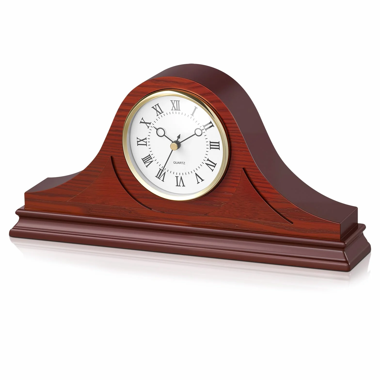 VEVOR Horloge de Cheminée Rétro 164 mm MDF Mouvement Quartz Design Silencieux Décoration Intérieure Finition Bois de Cerisier