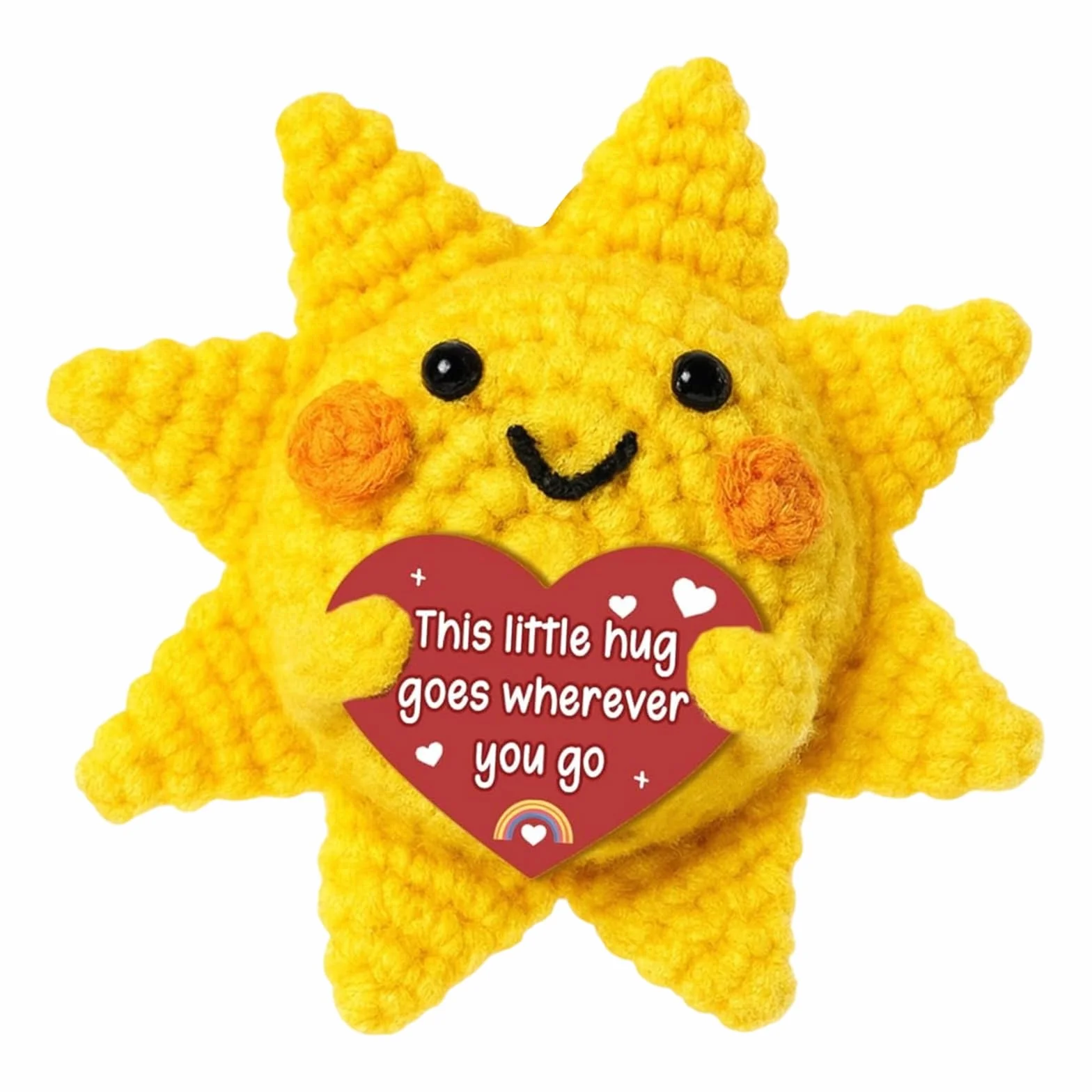 Poupée tricotée à la main Soleil Pocket Hug Cadeau positif pour femme Anniversaire Noël