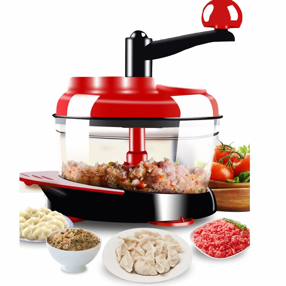 Hachoir Manuel à Main Legume Fruits 4 Vitesses 2L Lame Mixeur sans BPA