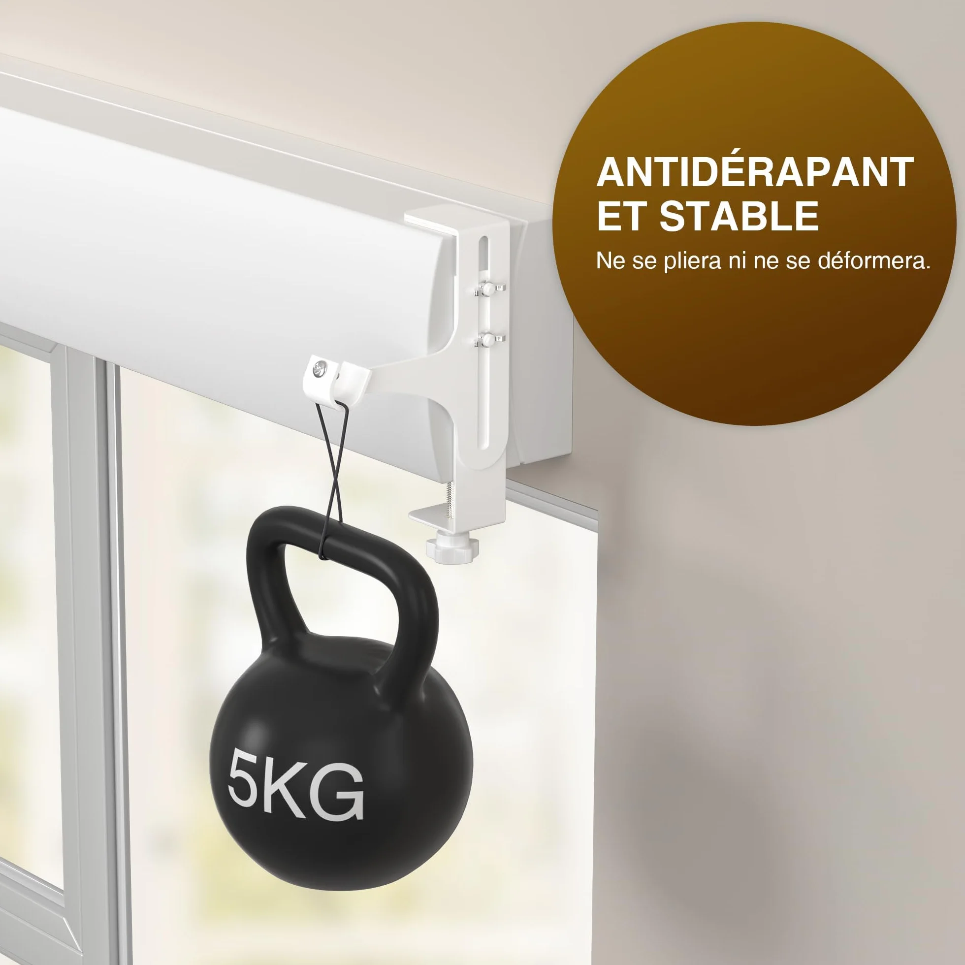 Support Tringle Rideaux sans Percage Accroche Rideau sans Perçage Hauteur 14-25 cm Blanc Pack de 2