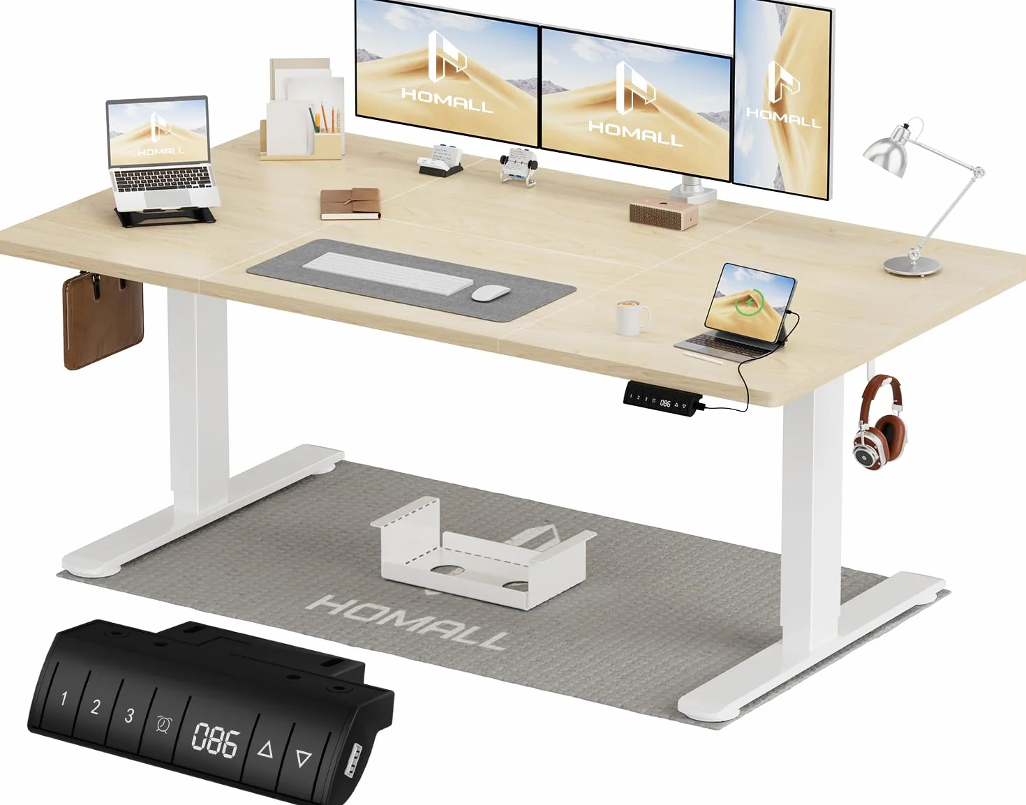 Homall Bureau Assis Debout Électrique 160x80 cm Réglable en Hauteur avec Mémoire et Anti-Collision