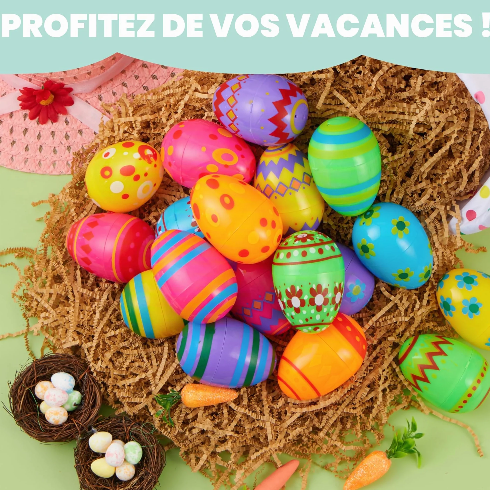 JOYIN 30 œufs géants en Plastique pour Chasse aux œufs de Pâques, Décorations de Pâques