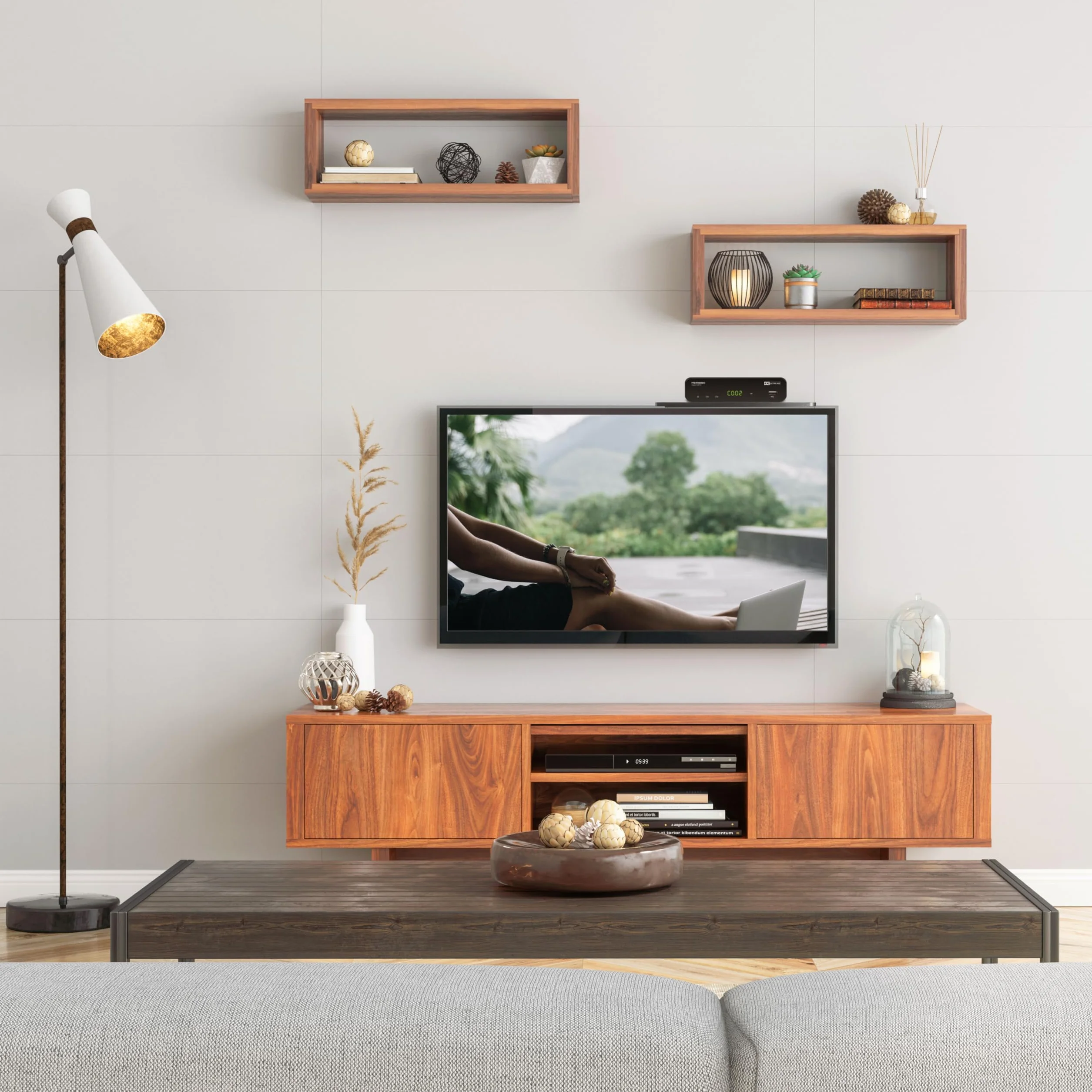 METRONIC 451074 Etagere pour TV Support Ecran Moniteur Tablette Decodeur Plateau Superieur Boitiers Multimedias Haut-parleurs Noir