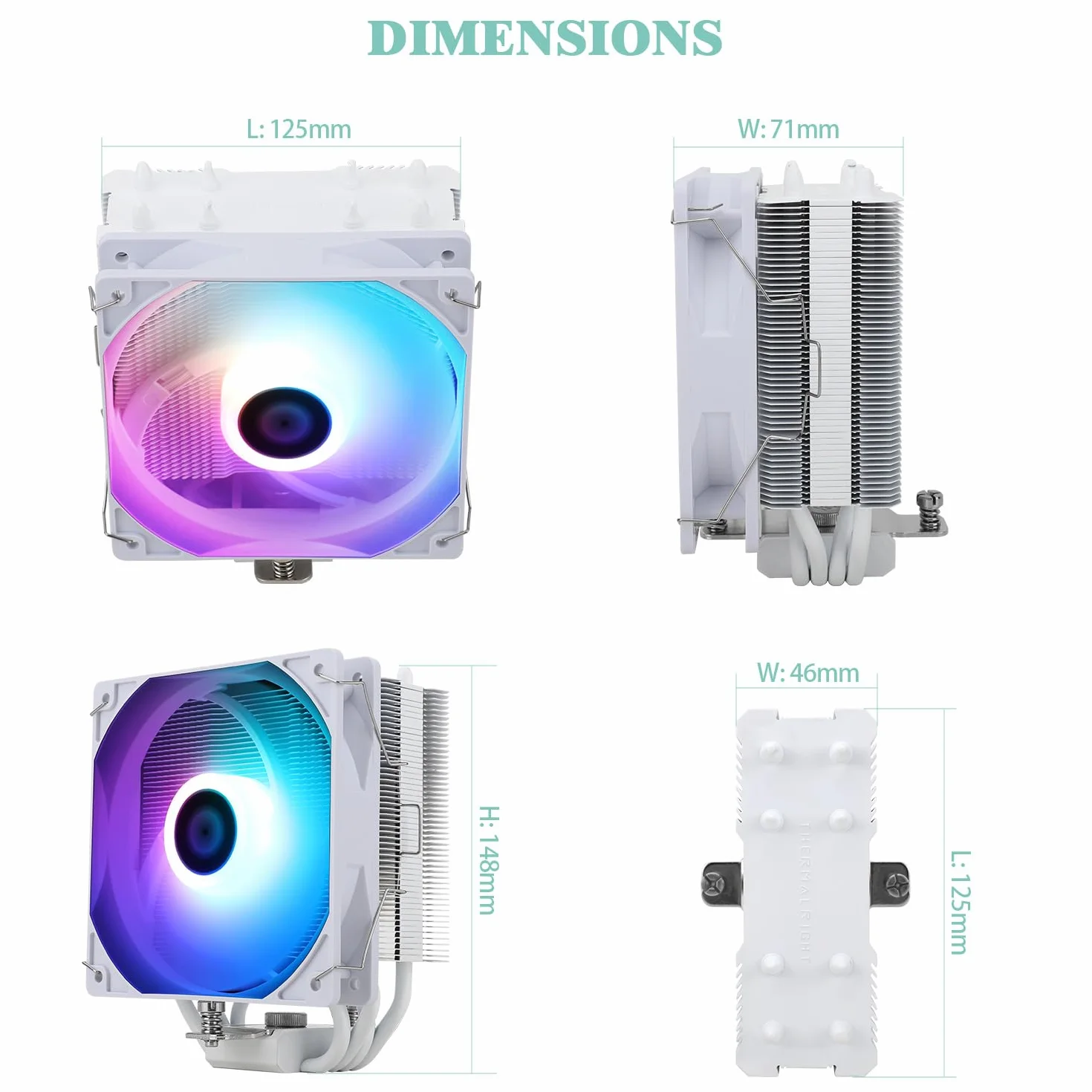 TR AssassinX120 SE WHITE ARGB chłodnica powietrza CPU, 4 rury grzewcze, TL-C12CW-S PWM Quiet Fan CPU Cooler z łożyskiem S-FDB, do AMD AM4 AM5 / Intel 1700/1150/1151/1200, chłodzenie PC
