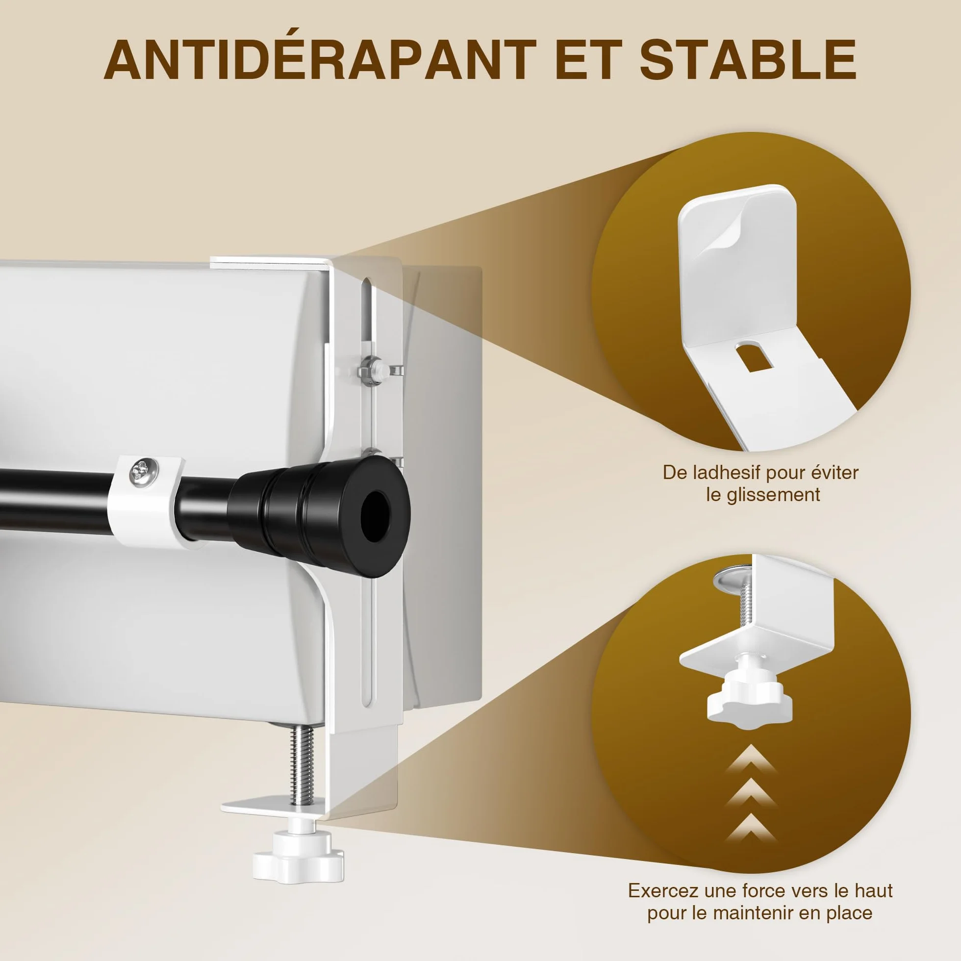 Supports de Tringle à Rideaux sans Perçage Lot de 2 - Fixations Universelles Métal Blanc pour Coffre de Volet Roulant ou Fenêtre