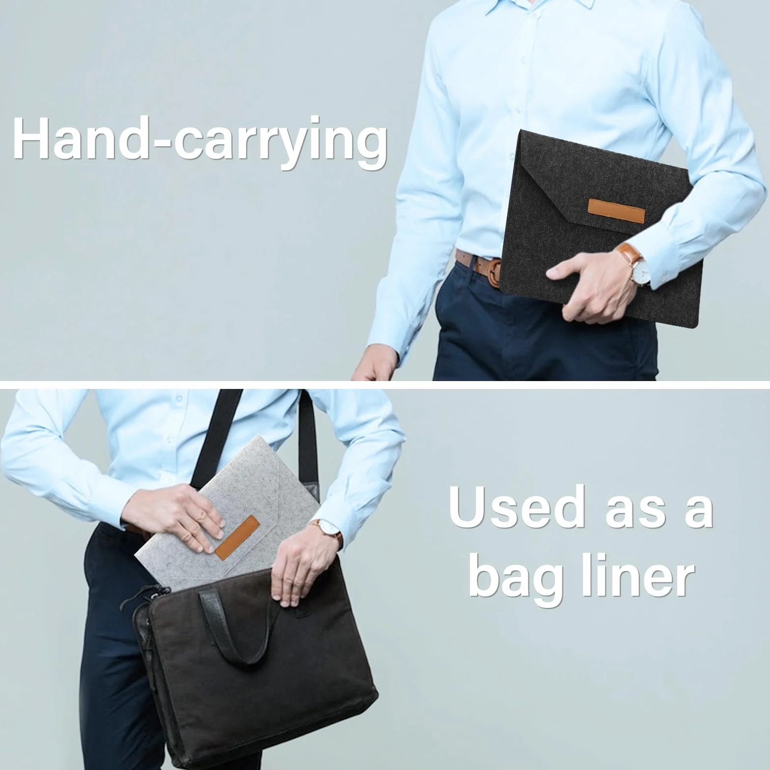 AfitLulu Filcowe etui na laptopa 13", torba z wieloma przegródkami, ochronne etui na MacBook, ultracienka torba na tablet (czarne)