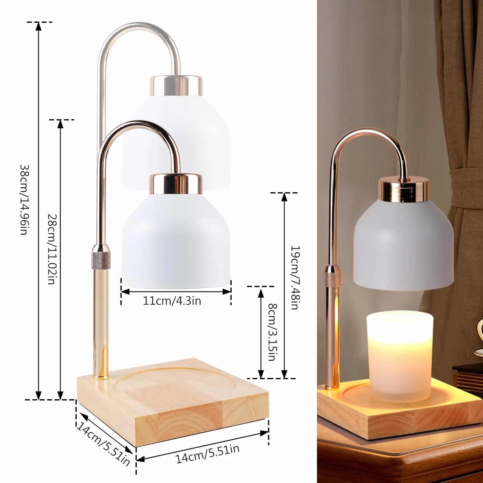 LampeZ ChauffeZ-BougieZ,Lampe Chauffe Bougie avec Minuterie Et Variateur,Candle Warmer Lamp Electrique,Chauffe-Bougie Electrique pour Chambre,Réglable en Hauteur,Décoration,Yoga,Maison