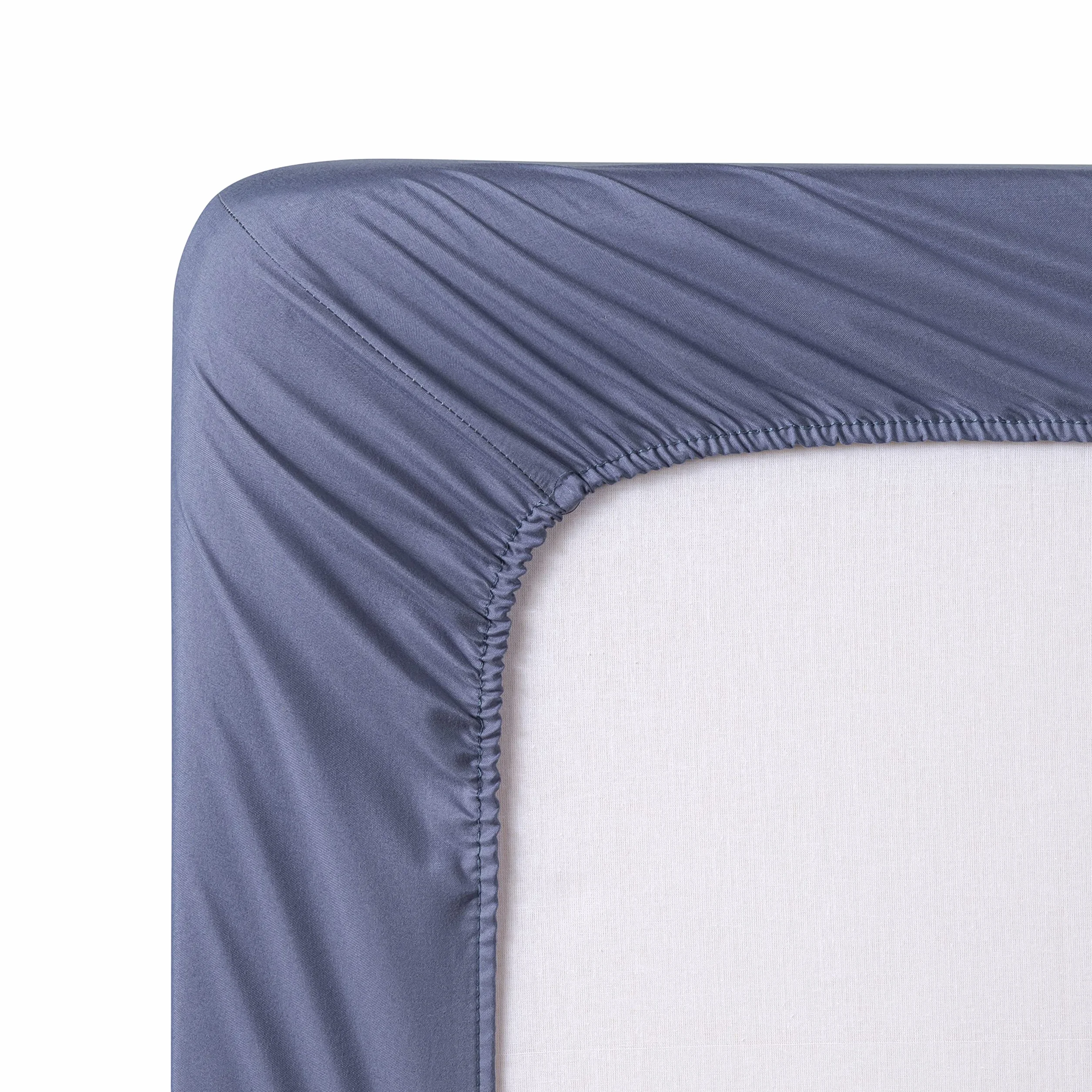 Drap Housse réglable en Microfibre brossé Extra Doux Bleu Grisé Lit 120 x 190/200 cm