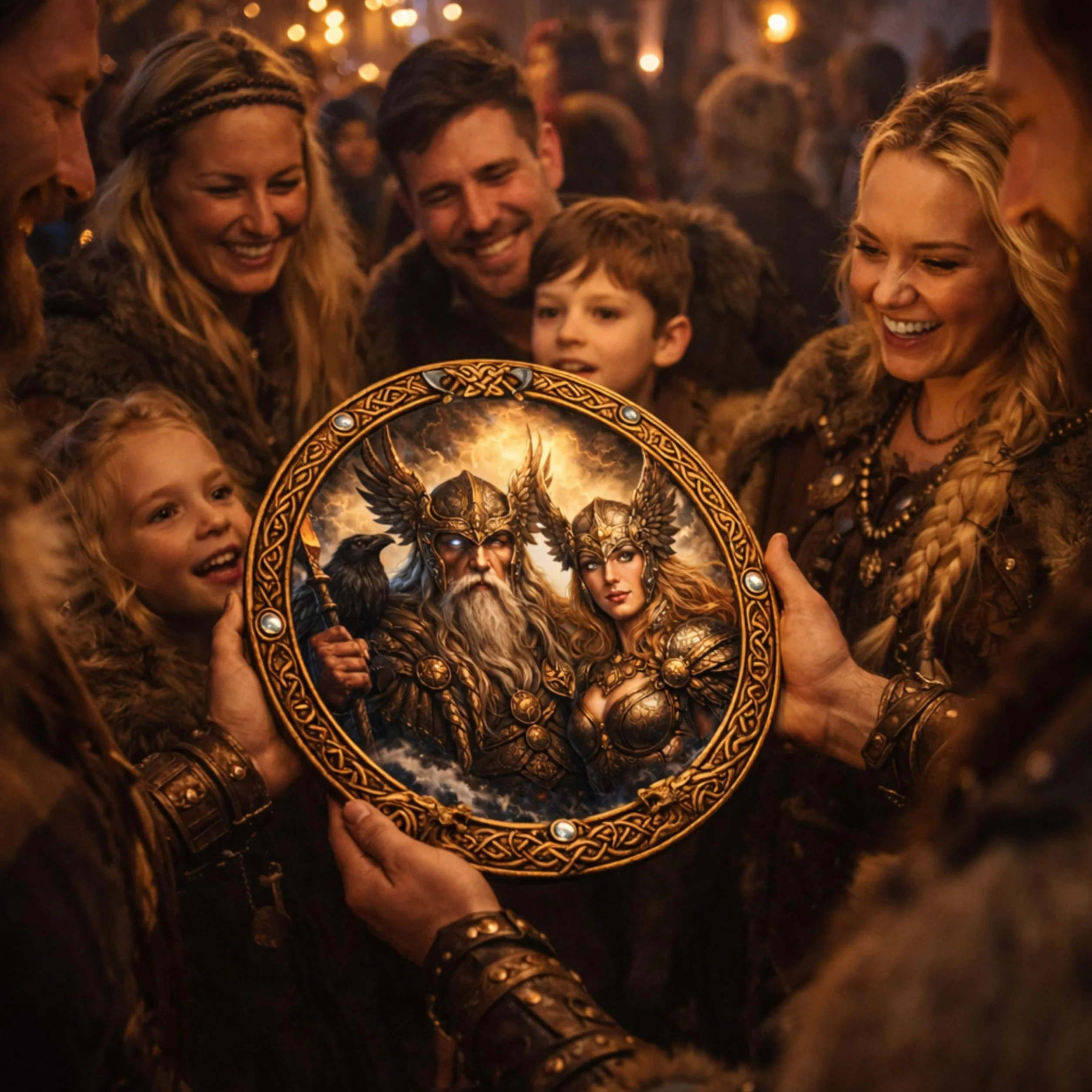 Viking Tableau mural rond Ø 30 cm Corbeaux Valknut Mythologie nordique DARO Design