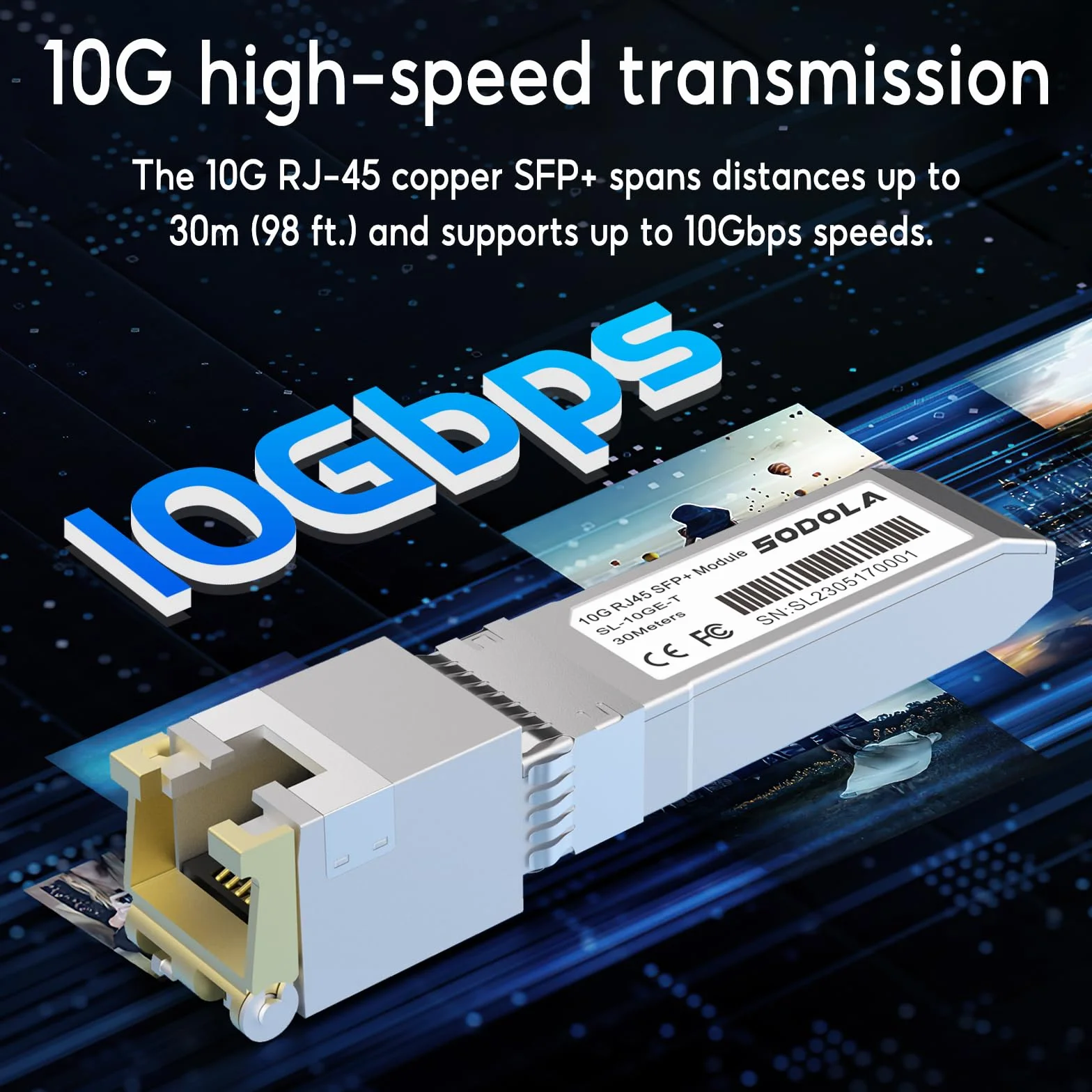 Moduły 10GBase-T RJ45 SFP+ 10G SFP+ RJ-45 miedziany nadajnik do SODOLA, SFP na Ethernet, Plug and Play, Hot Pluggable, do 30 m odległości, miedziane moduły SFP (1 opakowanie)