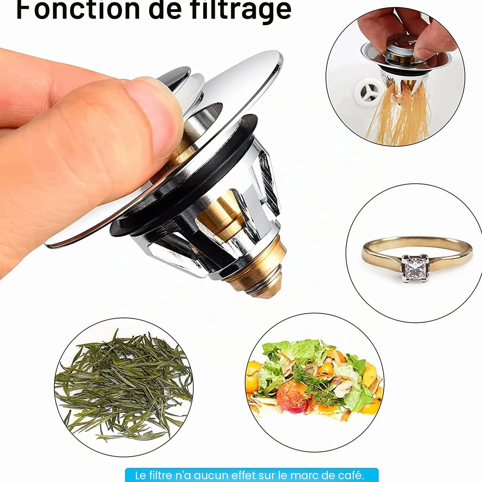Bouchon Lavabo Universel Bonde Acier Inoxydable Popup 32 38 mm