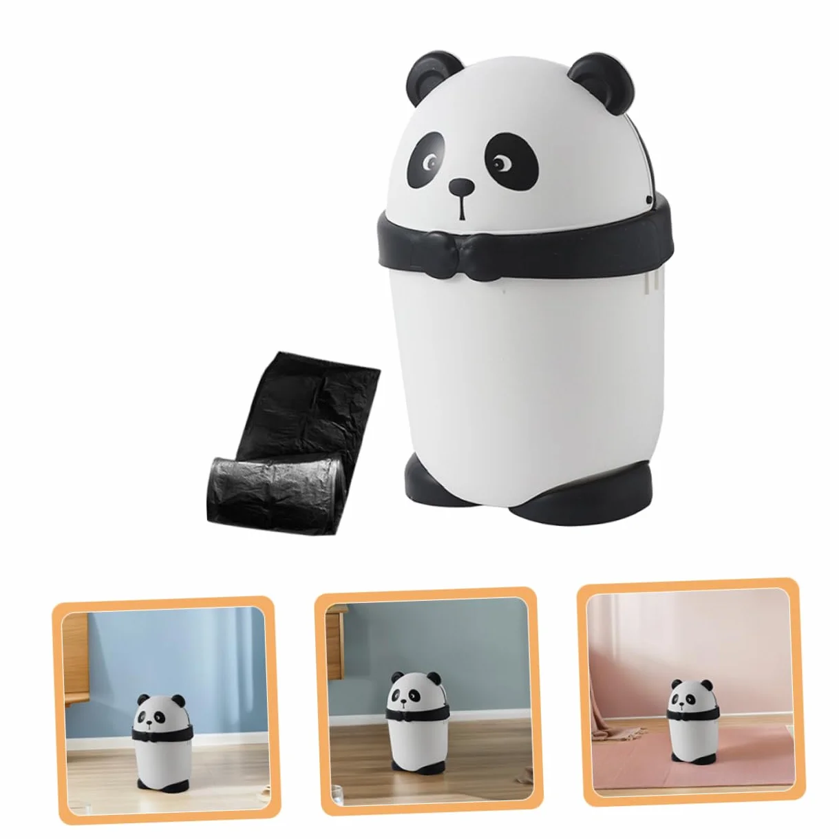 Garneck Poubelle Panda Mignonne Corbeille à Déchets avec Couvercle Rabattable en Plastique PP Cuisine Salon