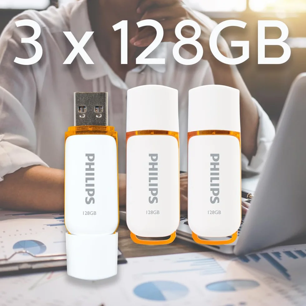 Philips Snow Edition High Speed pamięć flash USB 2.0 3x 128 GB do komputerów PC, laptopów, przechowywania danych, prędkość odczytu do 25 MB/s