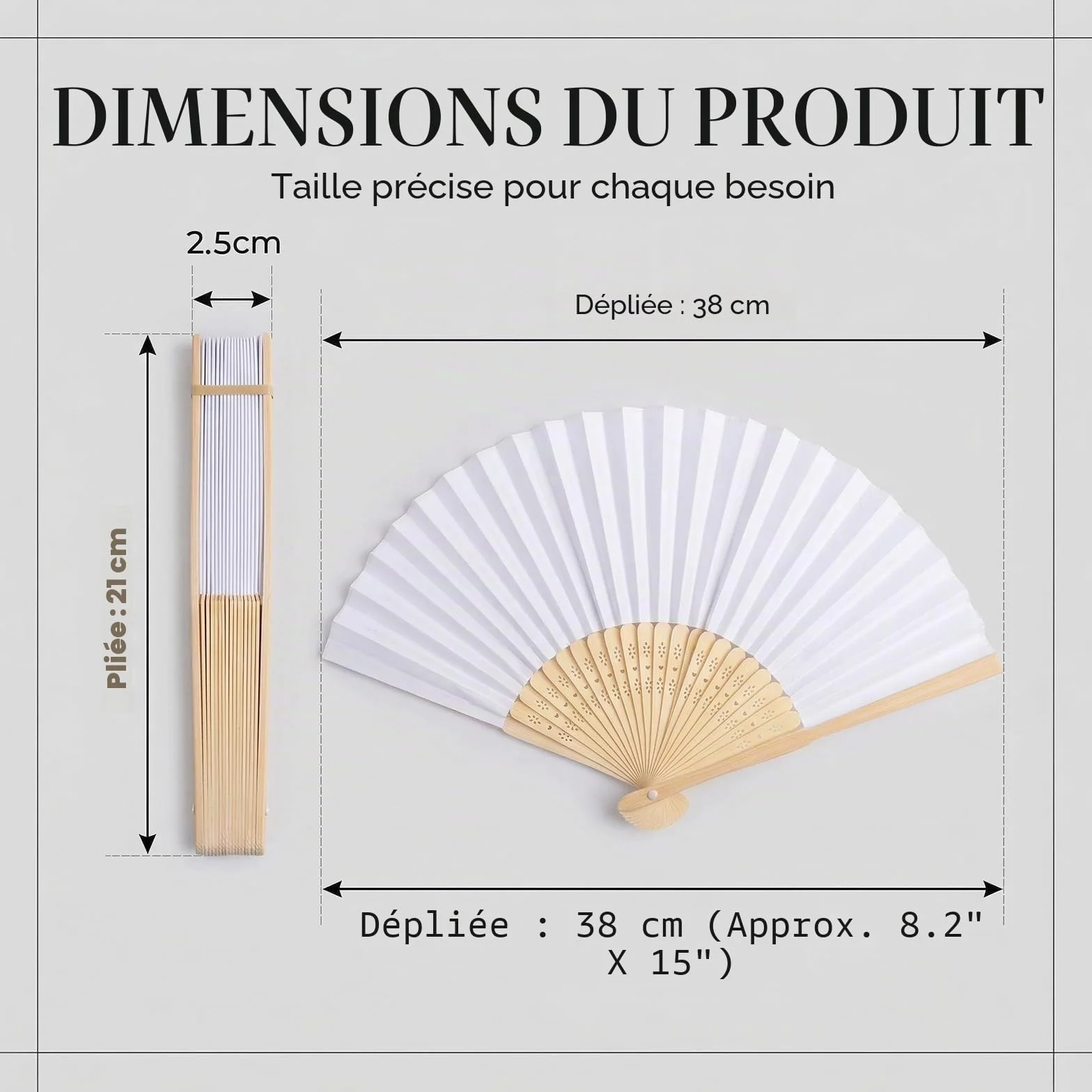 50 Pièces Eventail Mariage Blanc, Lot Eventail en Papier Bois et Bambou Éventail Mariage pour Mariage Peinture Calligraphie DIY Cadeau Décoration Cadeaux de Fête DIY Décoration Baptême