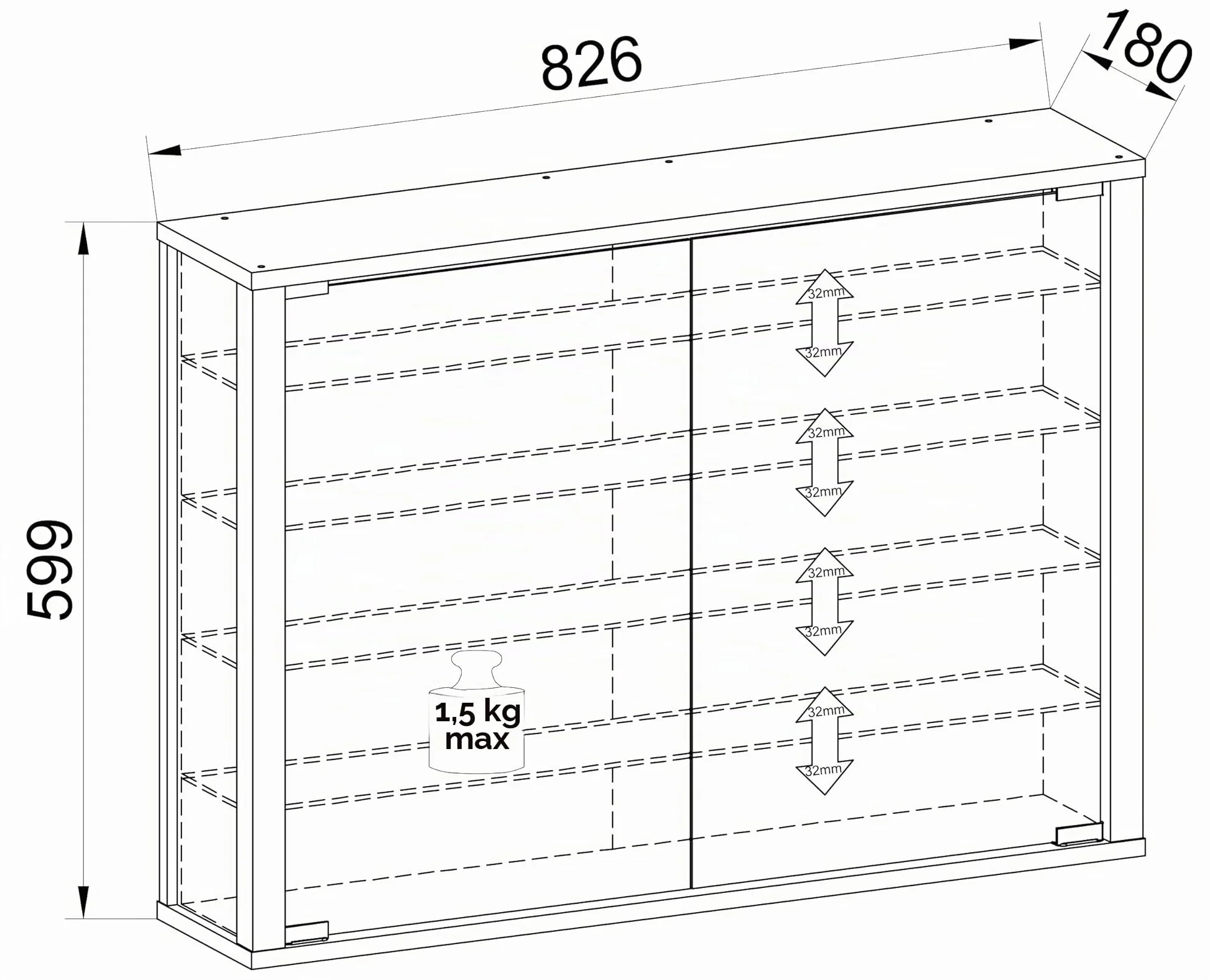 VCM Vitrine Murale en Verre Suspendue Vitrosa L Anthracite
