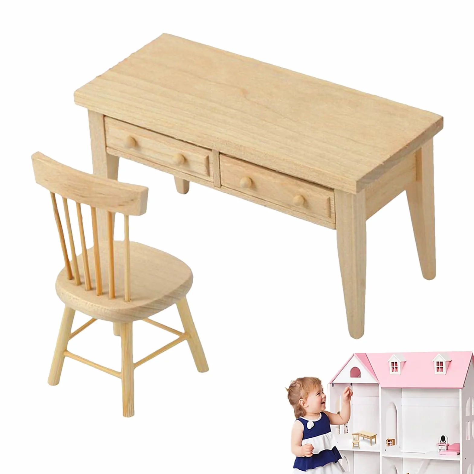 Mobilier De Maison De Set de Table et Chaises Miniatures Échelle 1/12 pour Maisons de Féériques Collectionneurs
