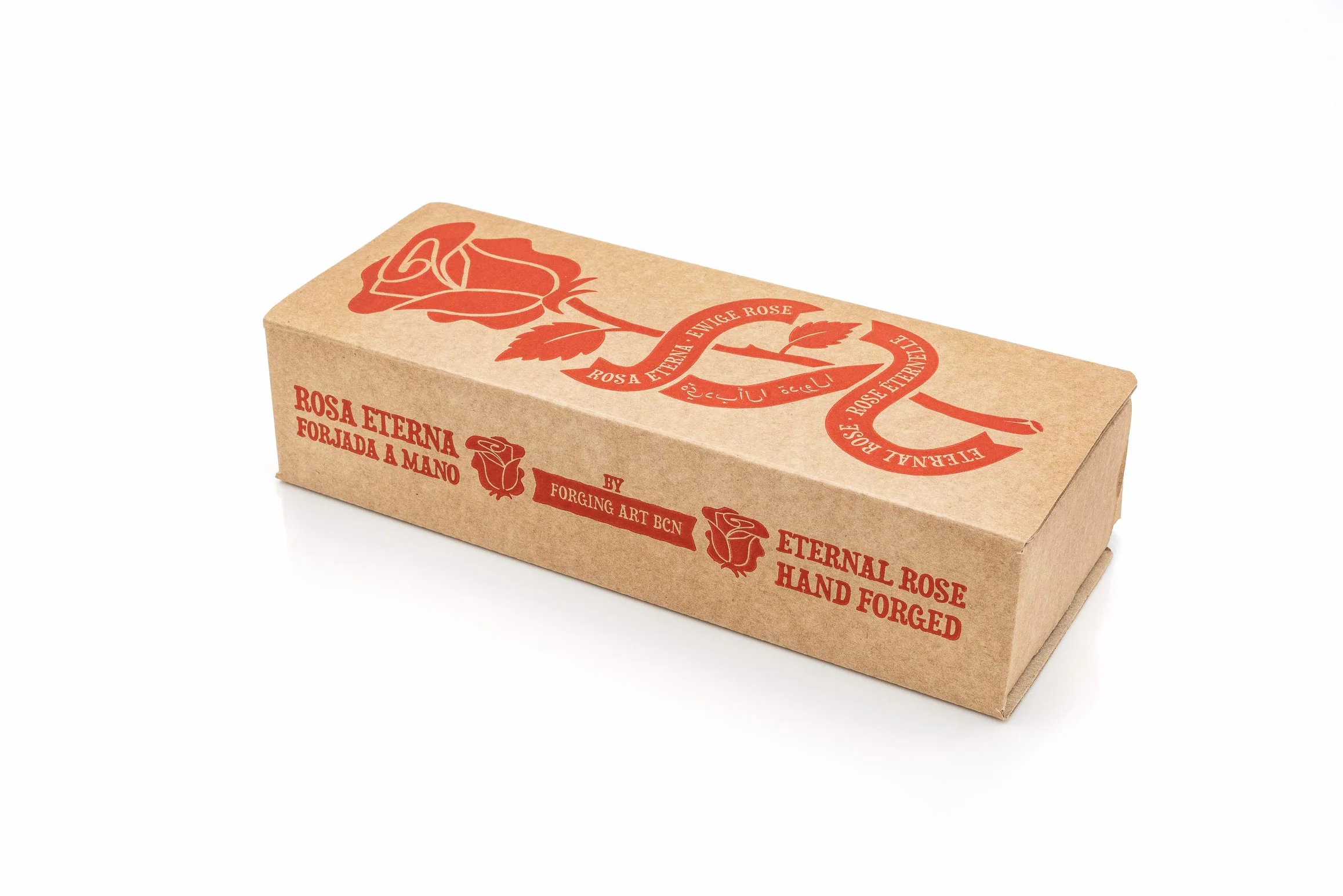 Forging Art Bcn® Rose Éternelle en Fer Forgé à la Main avec Piédestal - Cadeau de Saint-Valentin, Fête des mères, Anniversaire de Mariage, Noces de Fer (Rouge/Vert avec Socle)