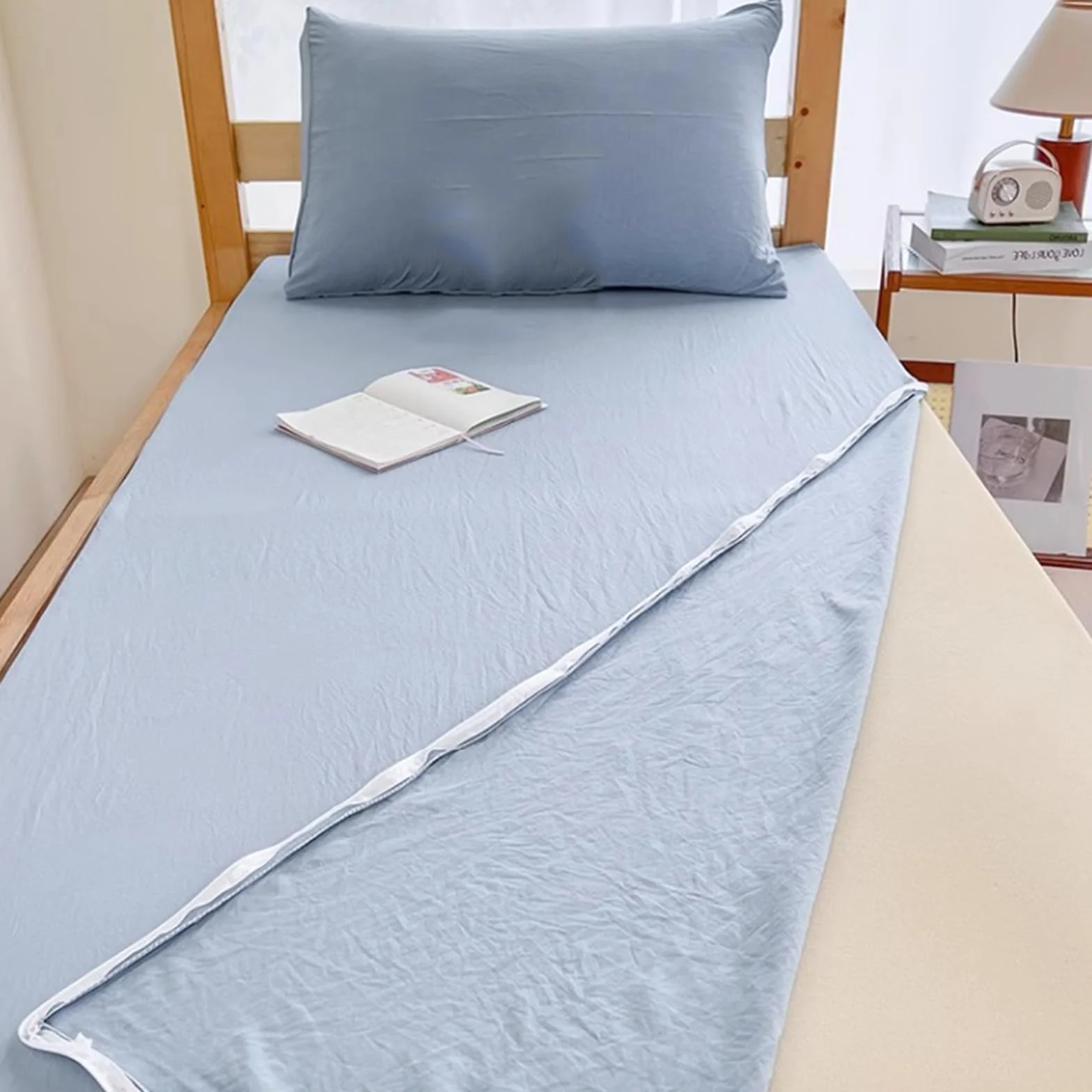 Housse de Futon Japonaise en Coton Lavable avec Fermeture Éclair 150x200cm