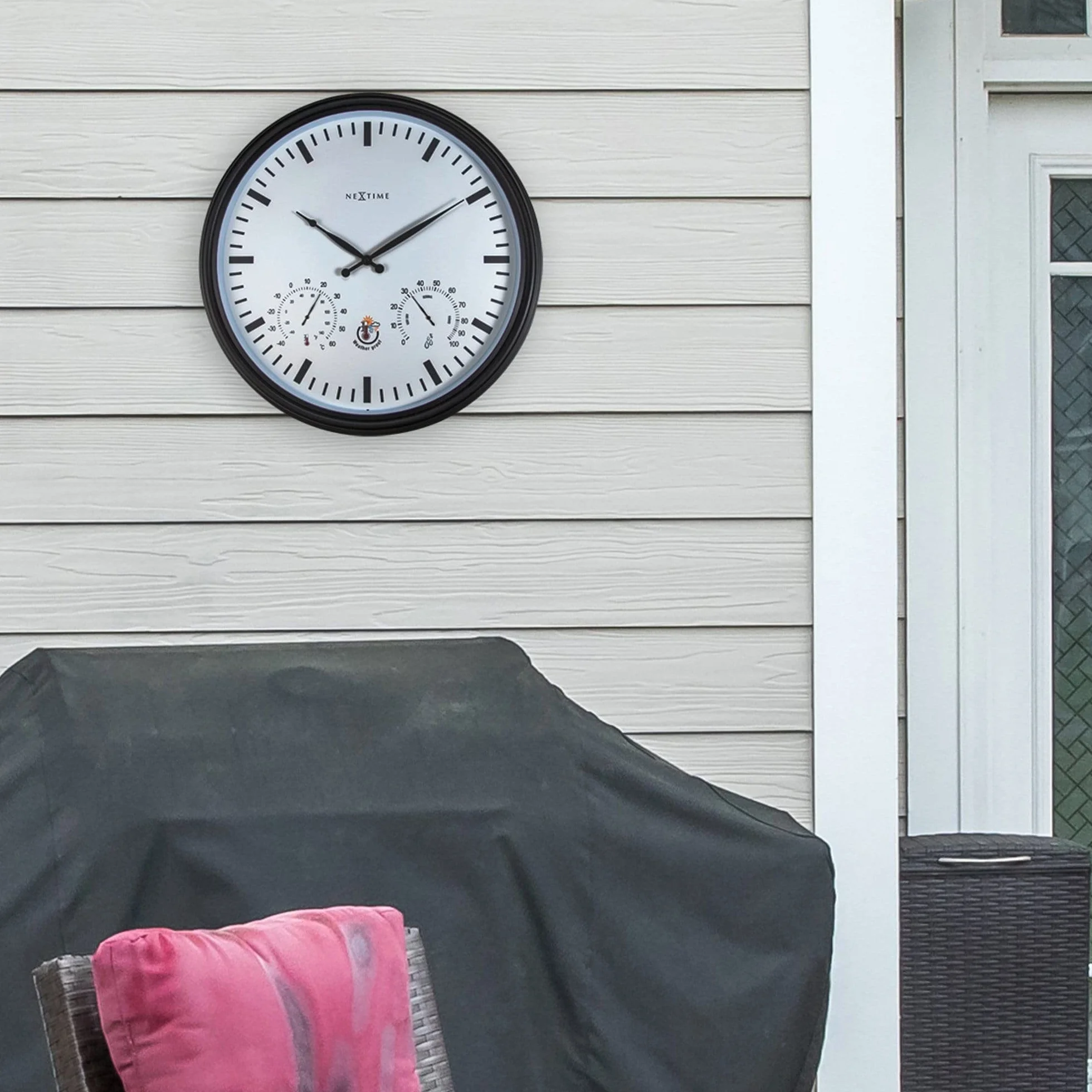 Horloge de Station Météo Extérieure - Ø50.8CM - Plastique - Noir Sunflower