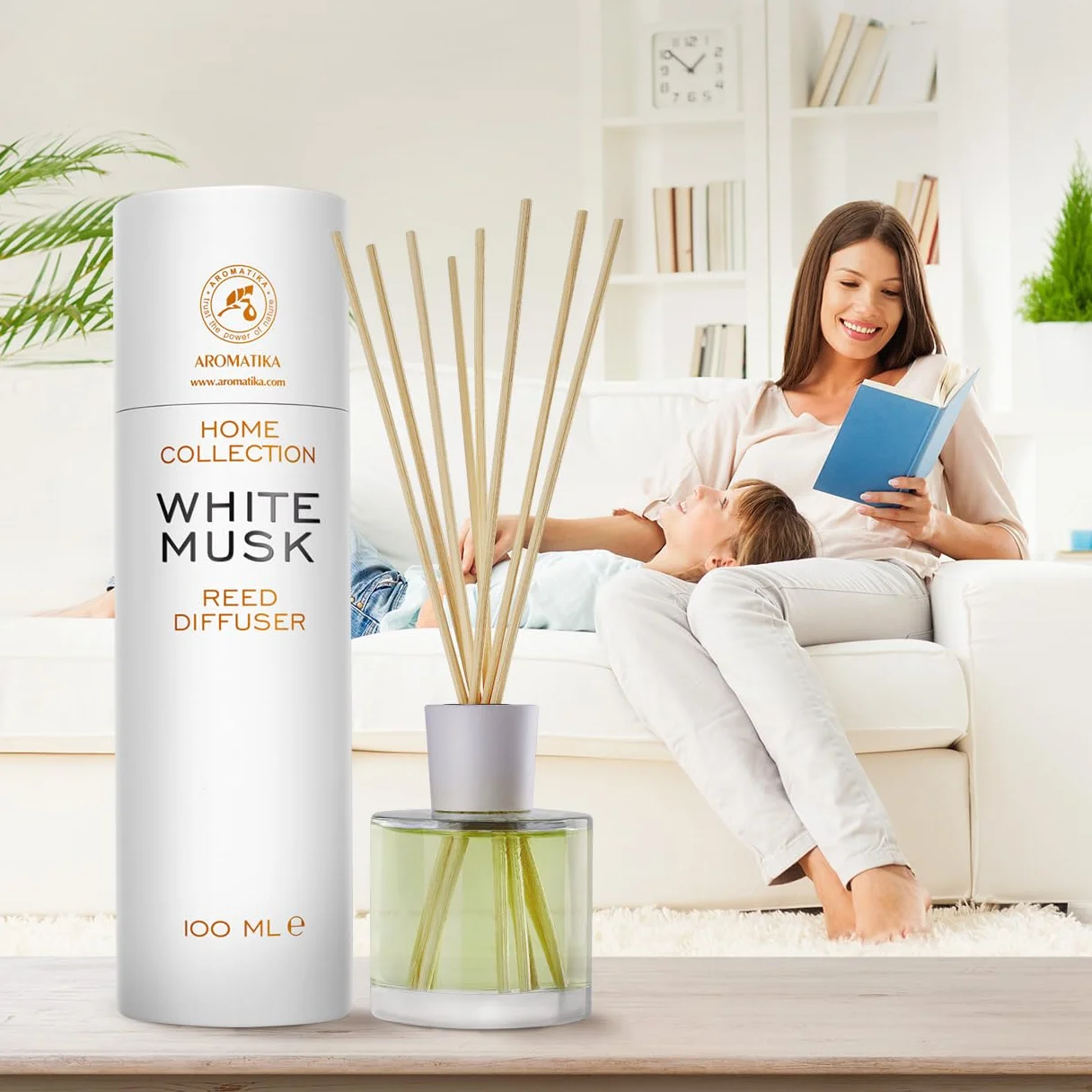 Diffuseur de Parfum Musc Blanc 100 ML - Fraîche et Durable - Assainisseur d'Air - Aromathérapie