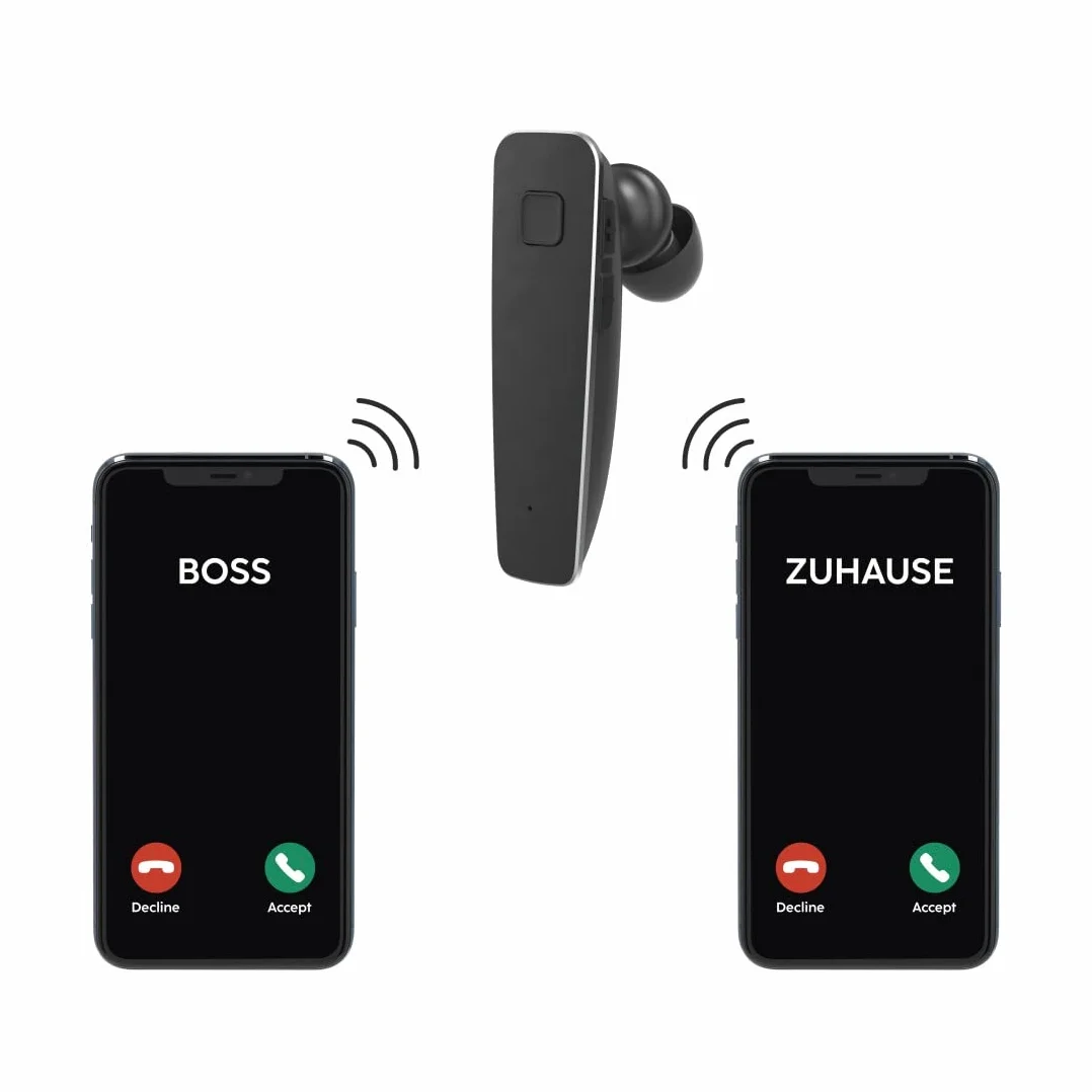 Hama Zestaw słuchawkowy Bluetooth "MyVoice2100", One-Ear (Mono Headset Bluetooth 5.0, akumulator 80 h, bezprzewodowy zestaw słuchawkowy do 2 urządzeń, pałąk na ucho S/L, idealny dla osób noszących
